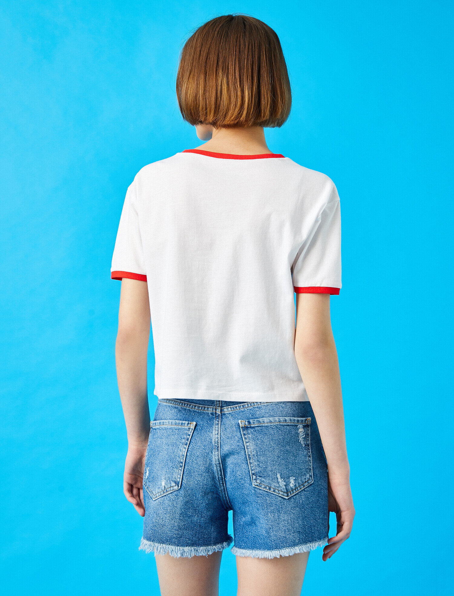   Yazılı Baskılı Tişört Bisiklet Yaka Pamuklu