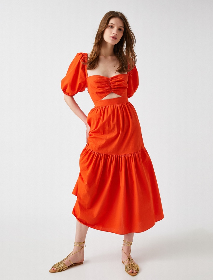  Sırt Detayli Elbise Pamuklu