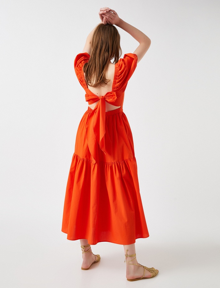  Sırt Detayli Elbise Pamuklu