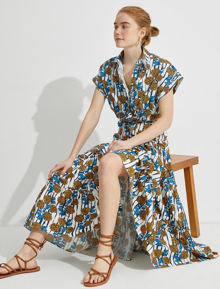  El Emeği Uzun Etek Çiçekli Pamuklu