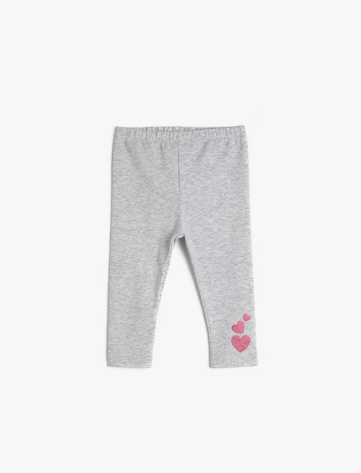 Kız Bebek Simli Kalp Detaylı Tayt