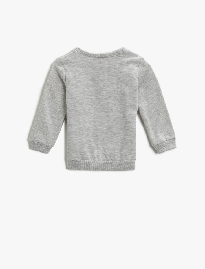 Erkek Bebek Baskılı Pamuklu Sweatshirt Bisiklet Yaka