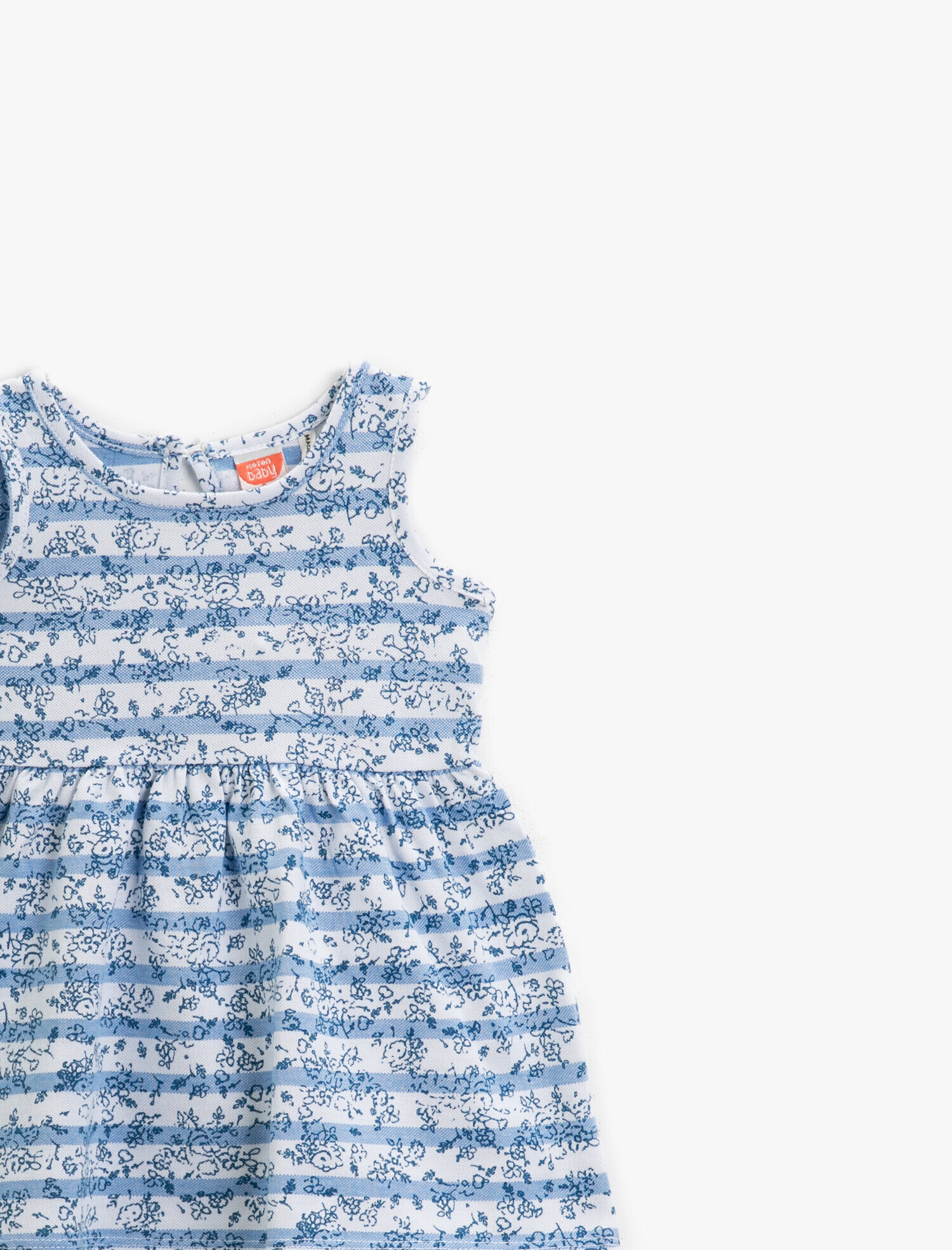  Kız Bebek Çizgili Elbise Pamuklu Kolsuz Çiçekli