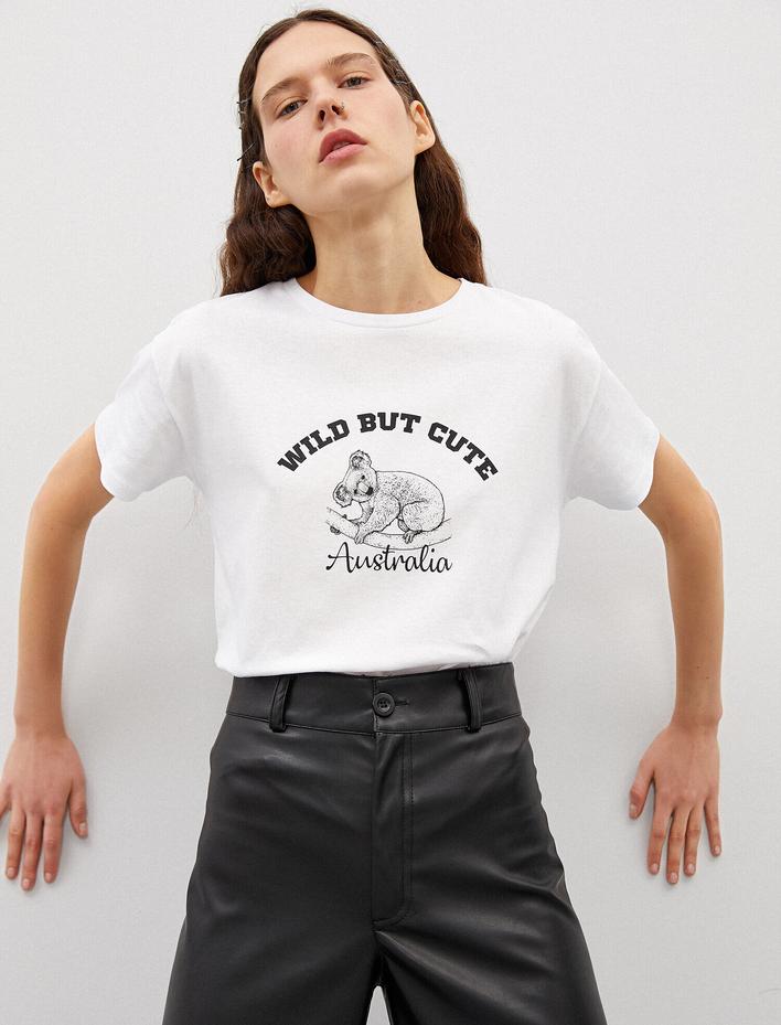  Slogan Tişört Baskılı Pamuklu