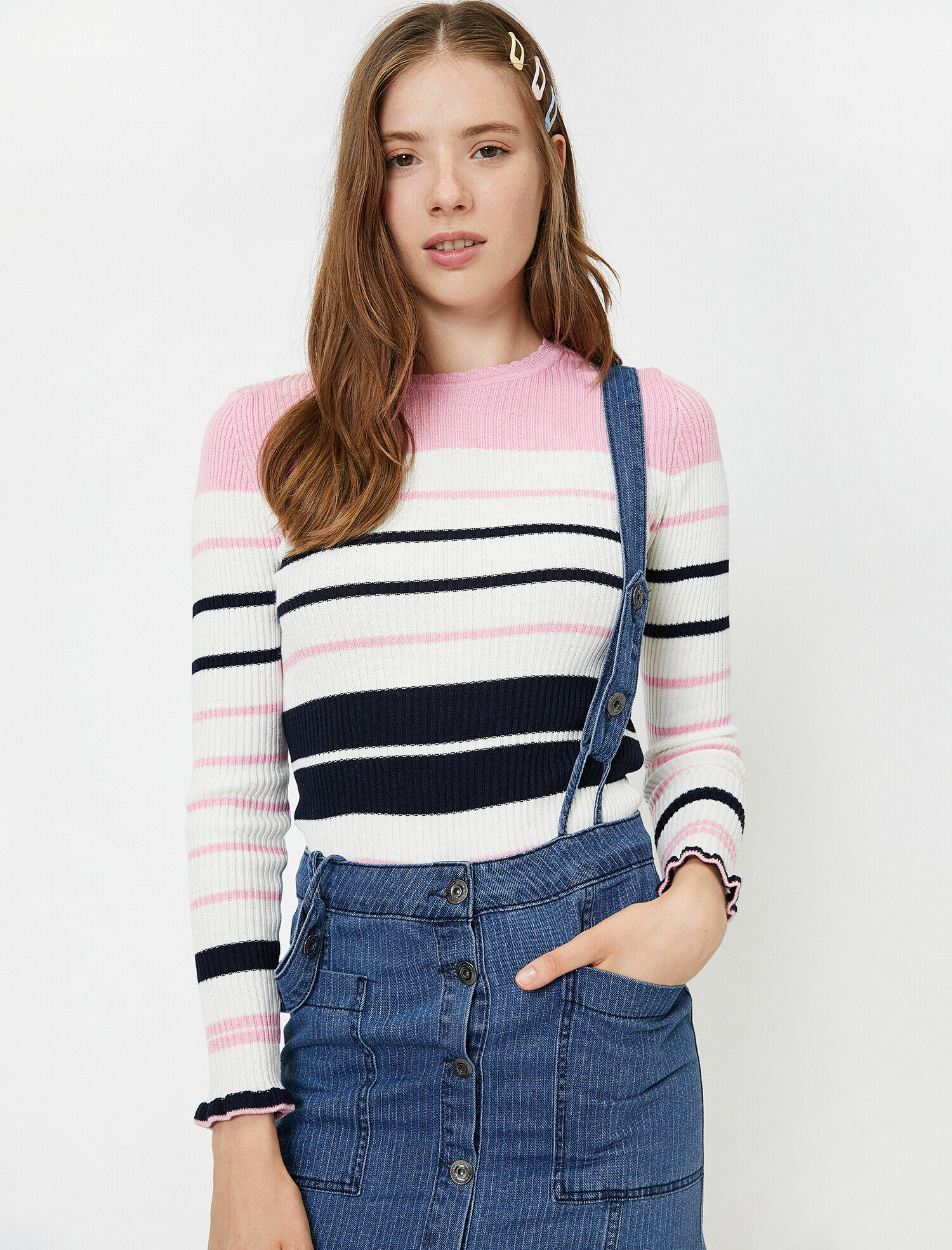   Çizgili Triko Kazak