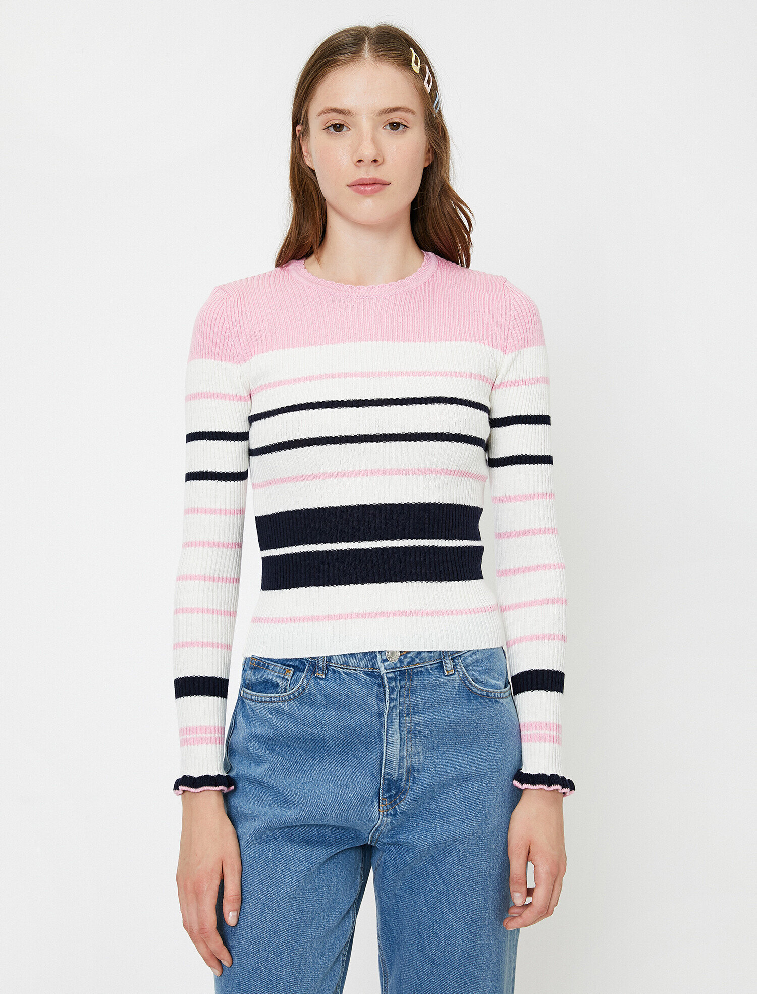   Çizgili Triko Kazak