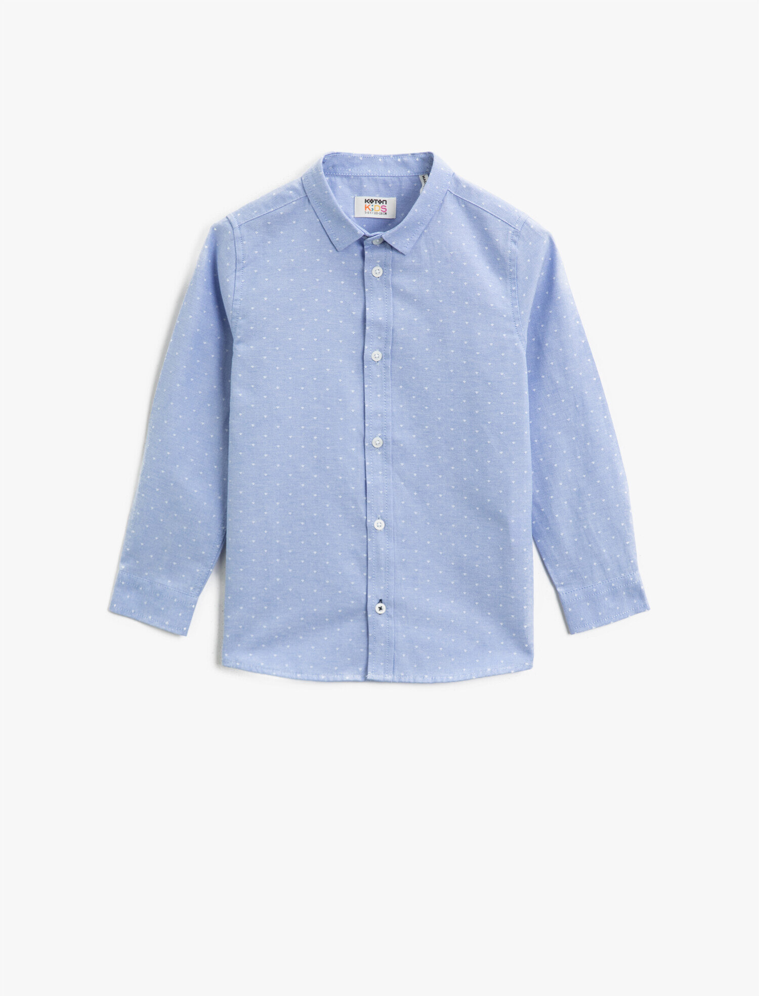  Erkek Çocuk Puantiyeli Pamuklu Klasik Yaka Uzun Kollu Gömlek