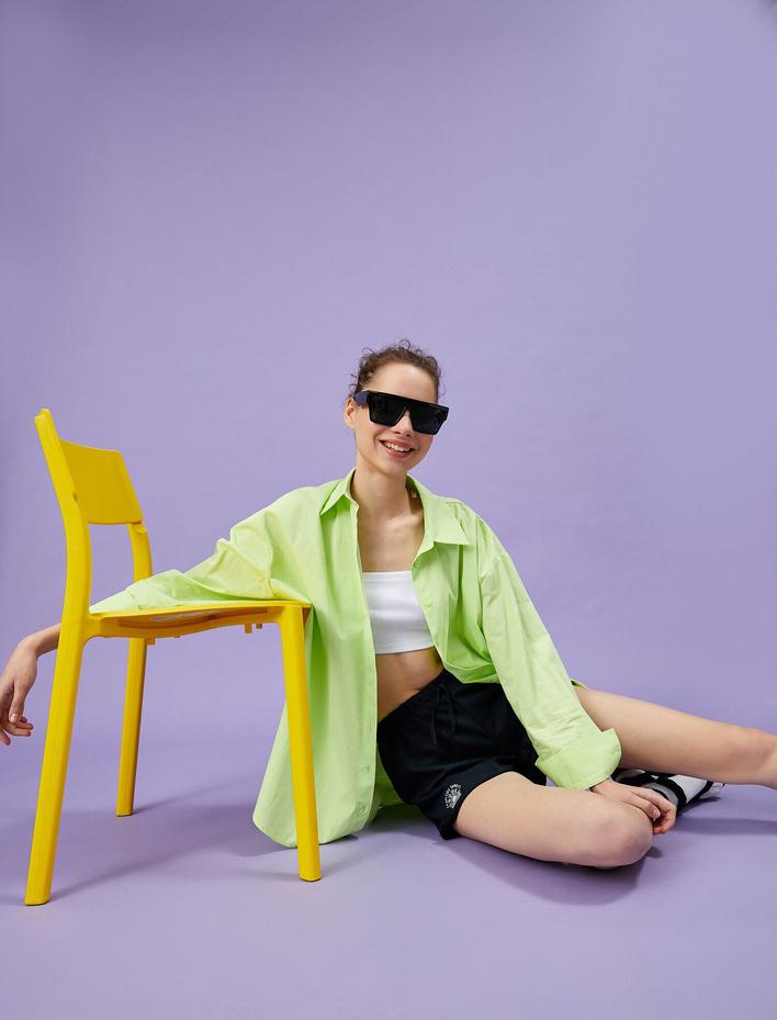  Amblemli Şort Belden Bağlamalı