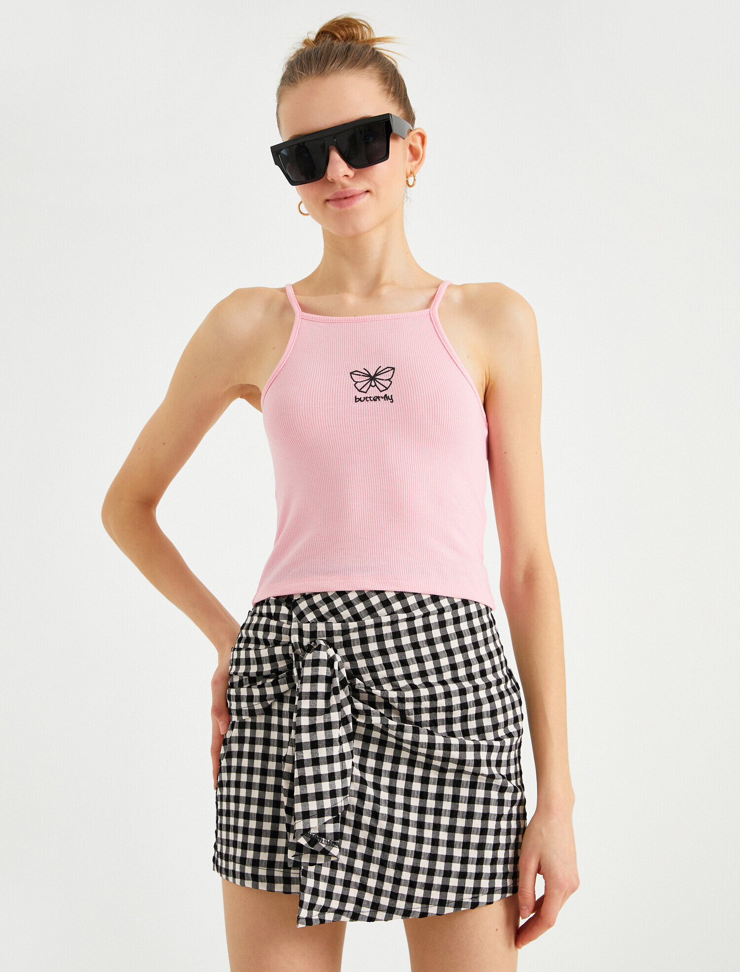   Baskılı Atlet Halter Yaka