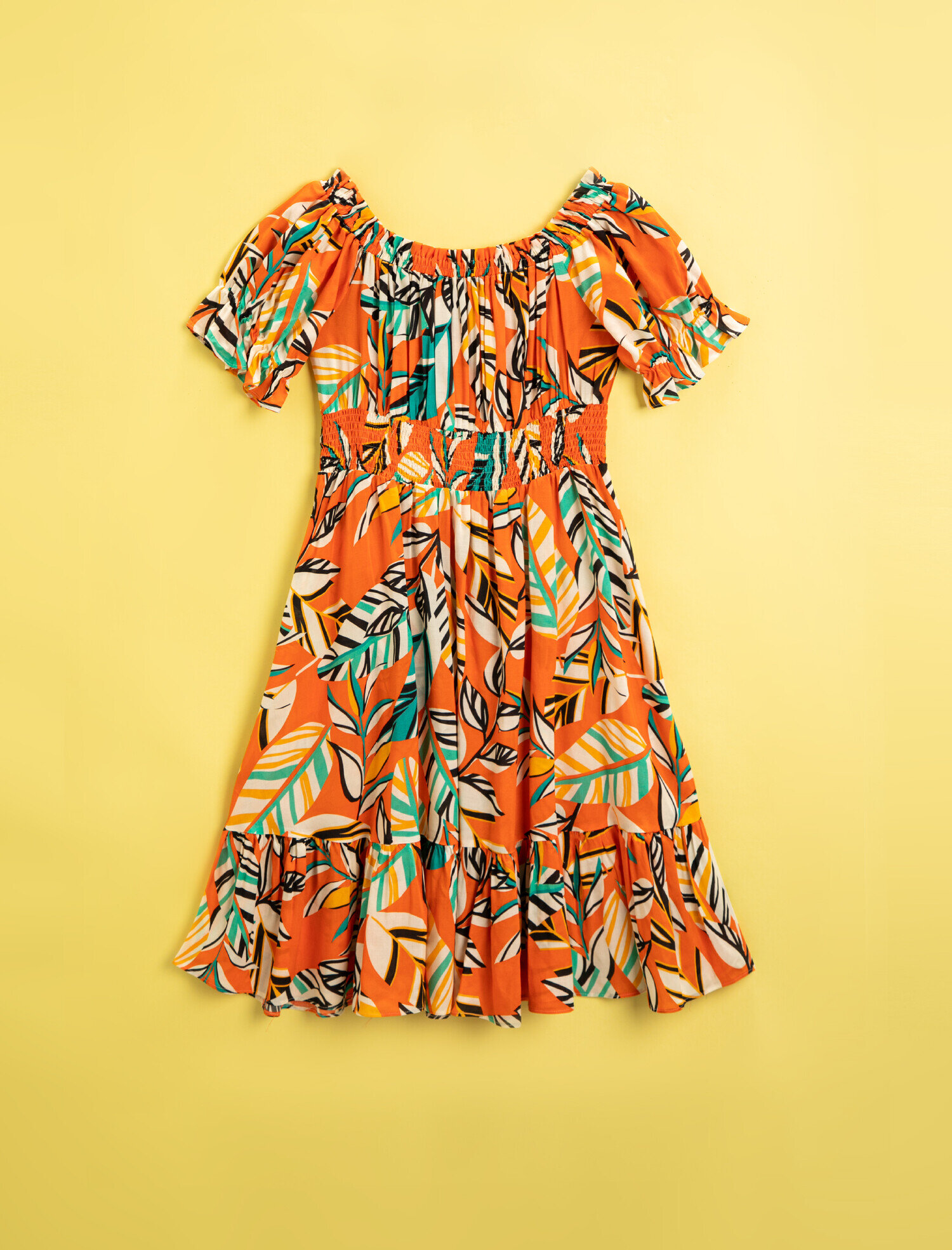  Kız Çocuk Baskılı Elbise Kısa Kollu