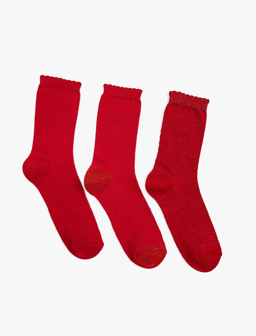  Kadın Yılbaşı Temalı 3'lü Simli Çorap Seti