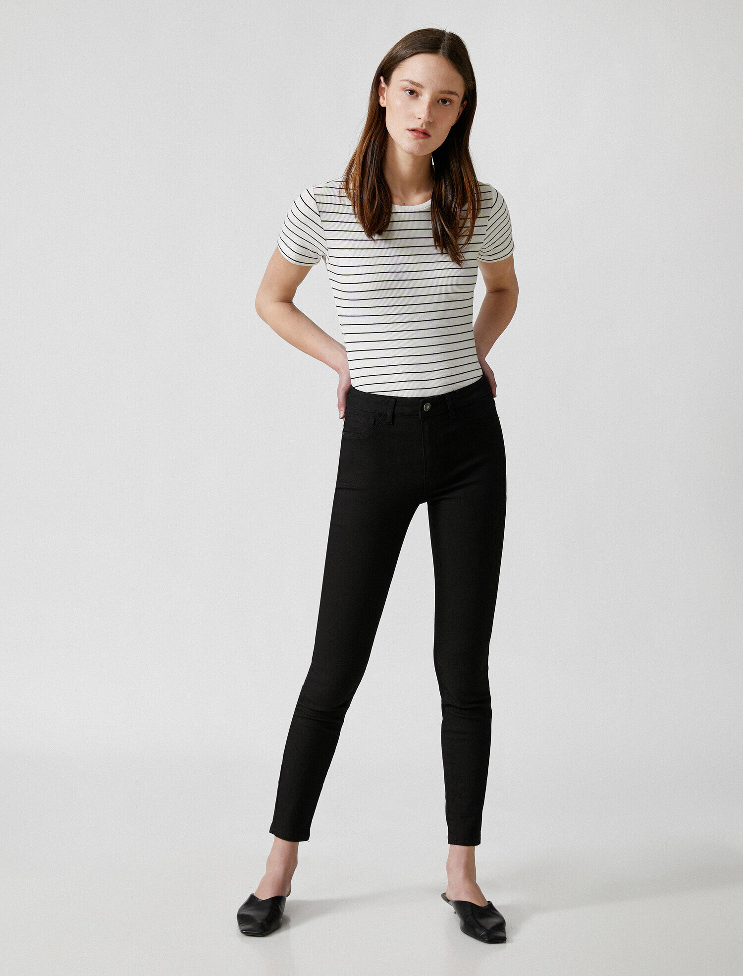   Yüksek Bel Dar Kesim Dar Paça Kot Pantolon - Carmen Jean