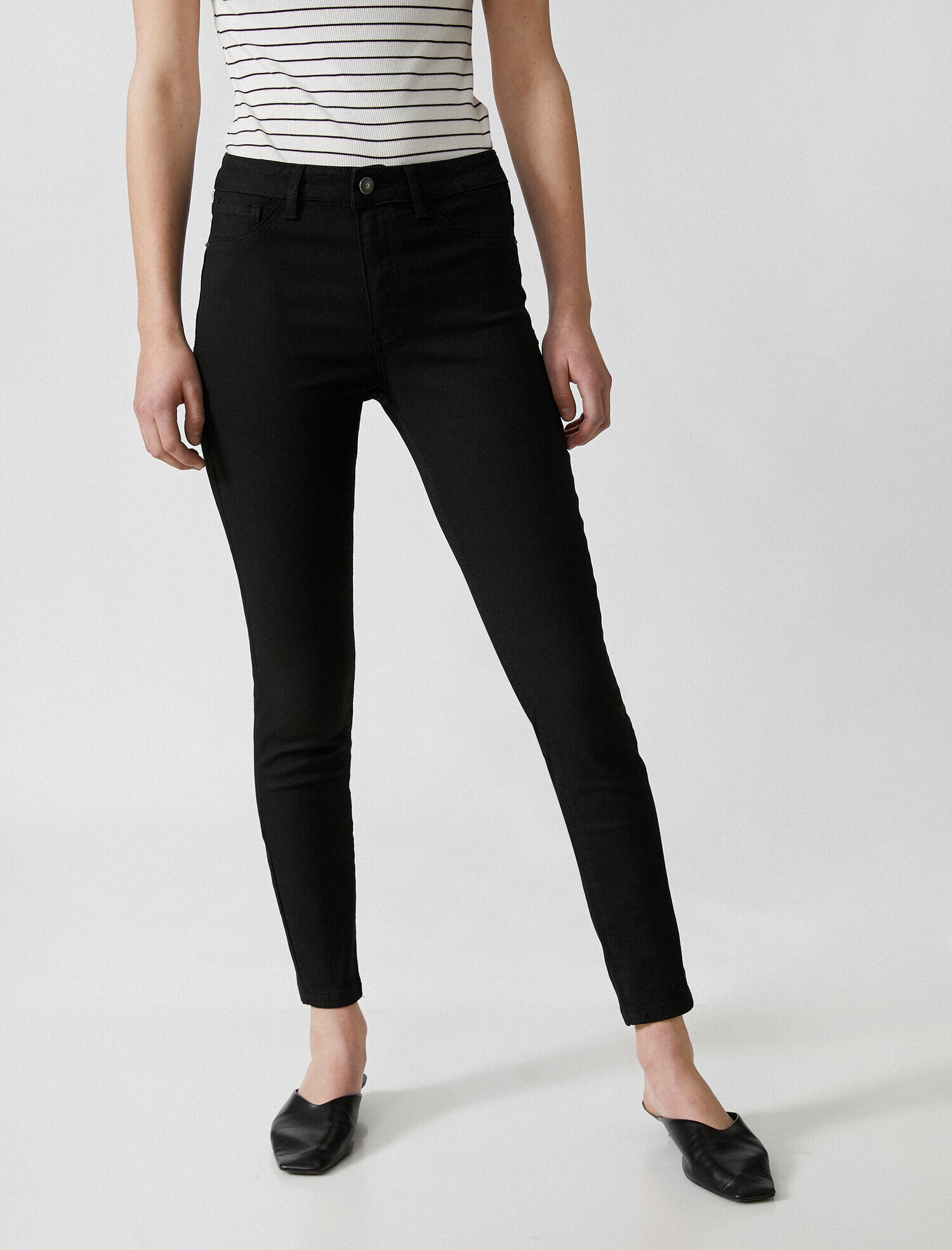   Yüksek Bel Dar Kesim Dar Paça Kot Pantolon - Carmen Jean