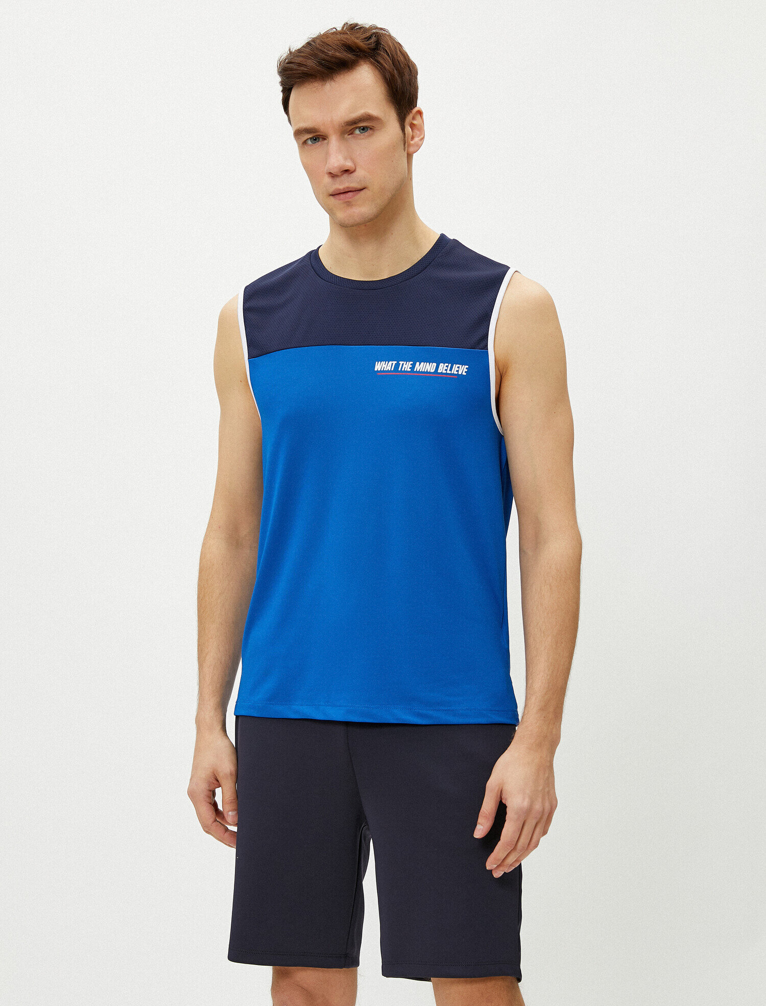   Sloganlı Atlet Renk Bloklu