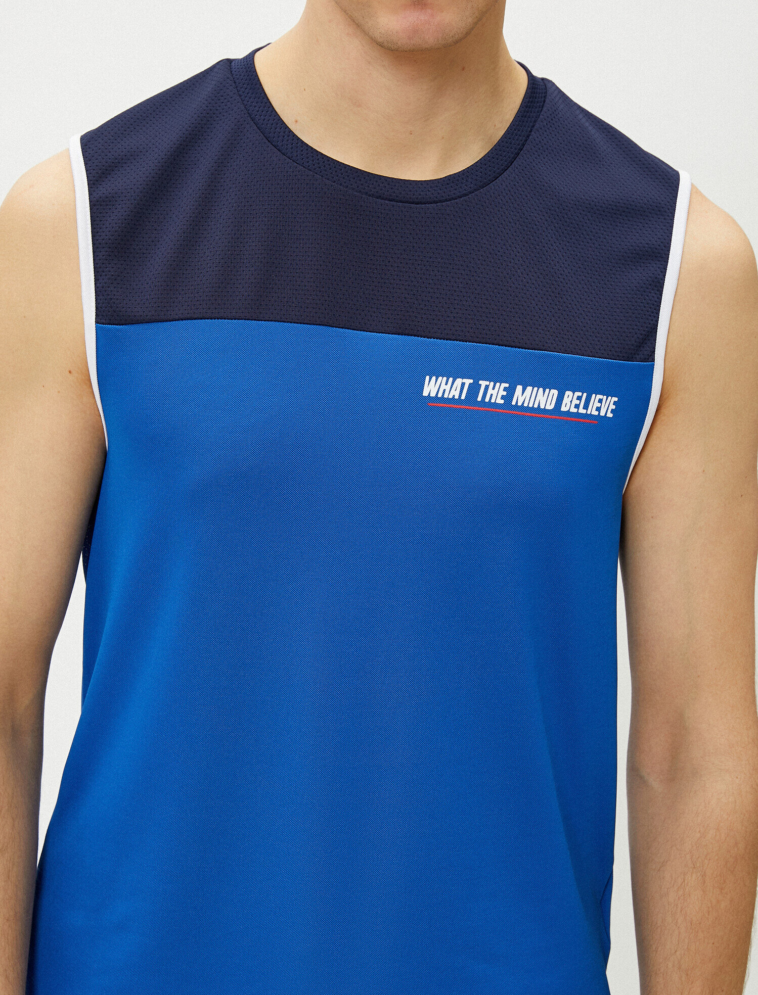   Sloganlı Atlet Renk Bloklu