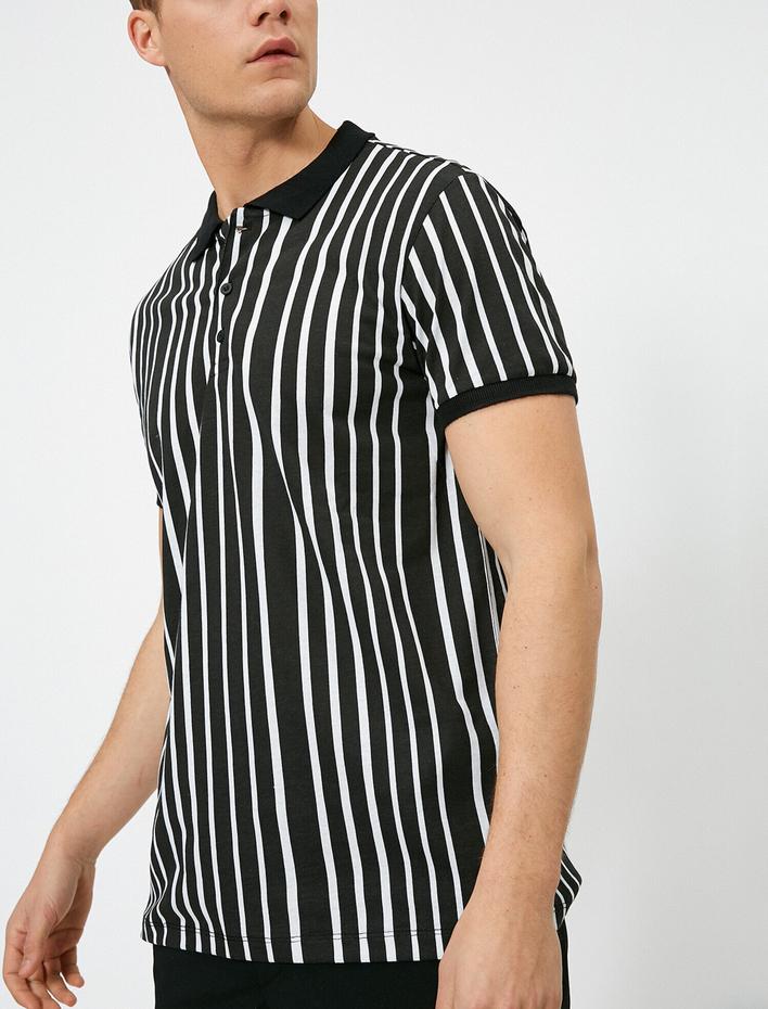  Polo Yaka Çizgili Süprem Kumaş Slim Fit Tişört