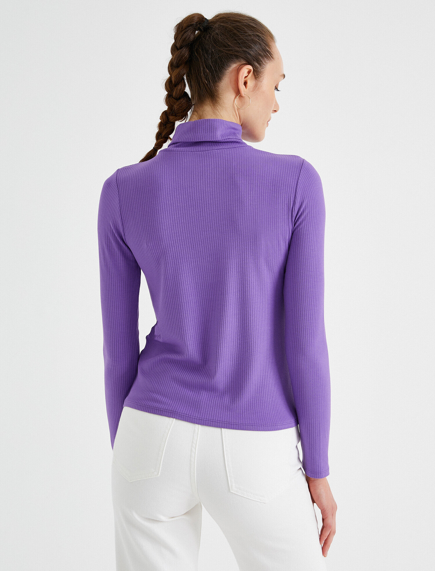   Uzun Kollu Tişört Fitilli Boğazlı Yaka