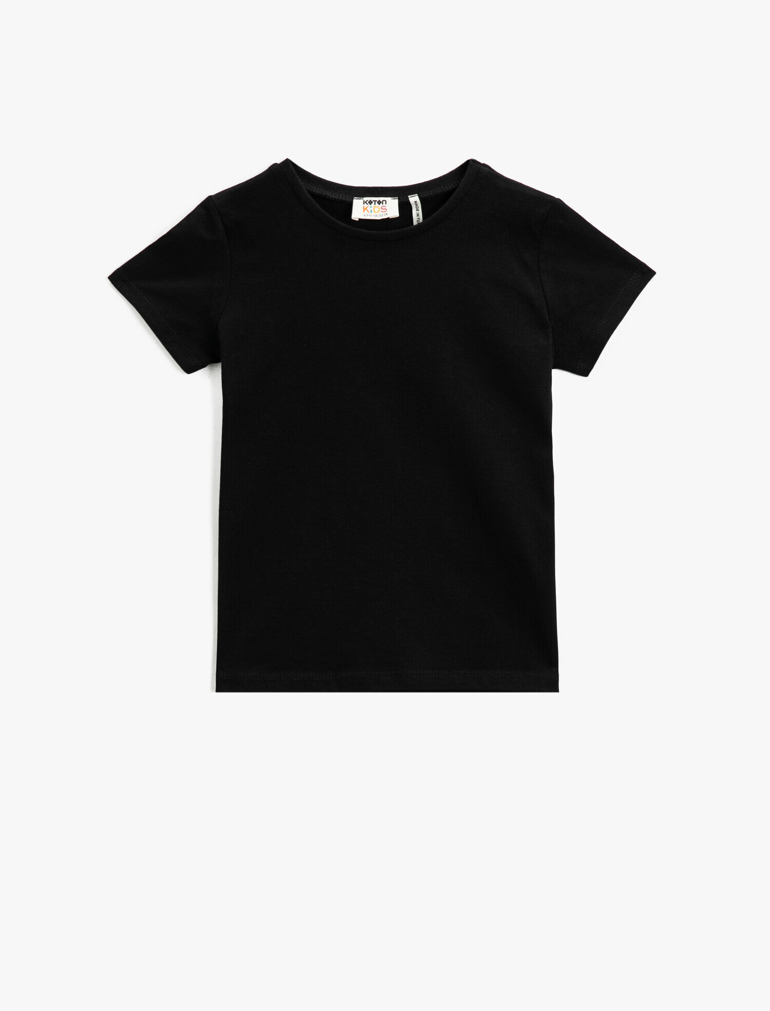  Kız Çocuk Basic Tişört Kısa Kollu Pamuklu Bisiklet Yaka