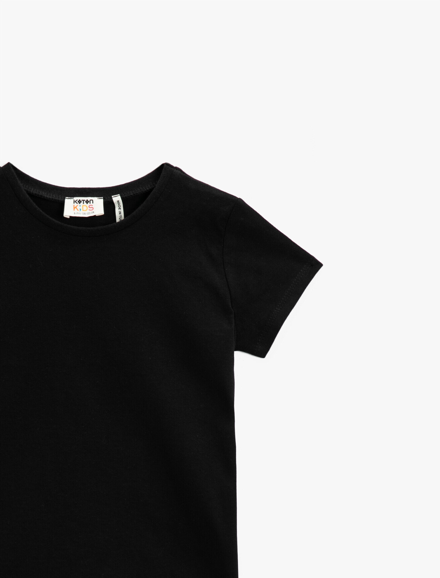  Kız Çocuk Basic Tişört Kısa Kollu Pamuklu Bisiklet Yaka