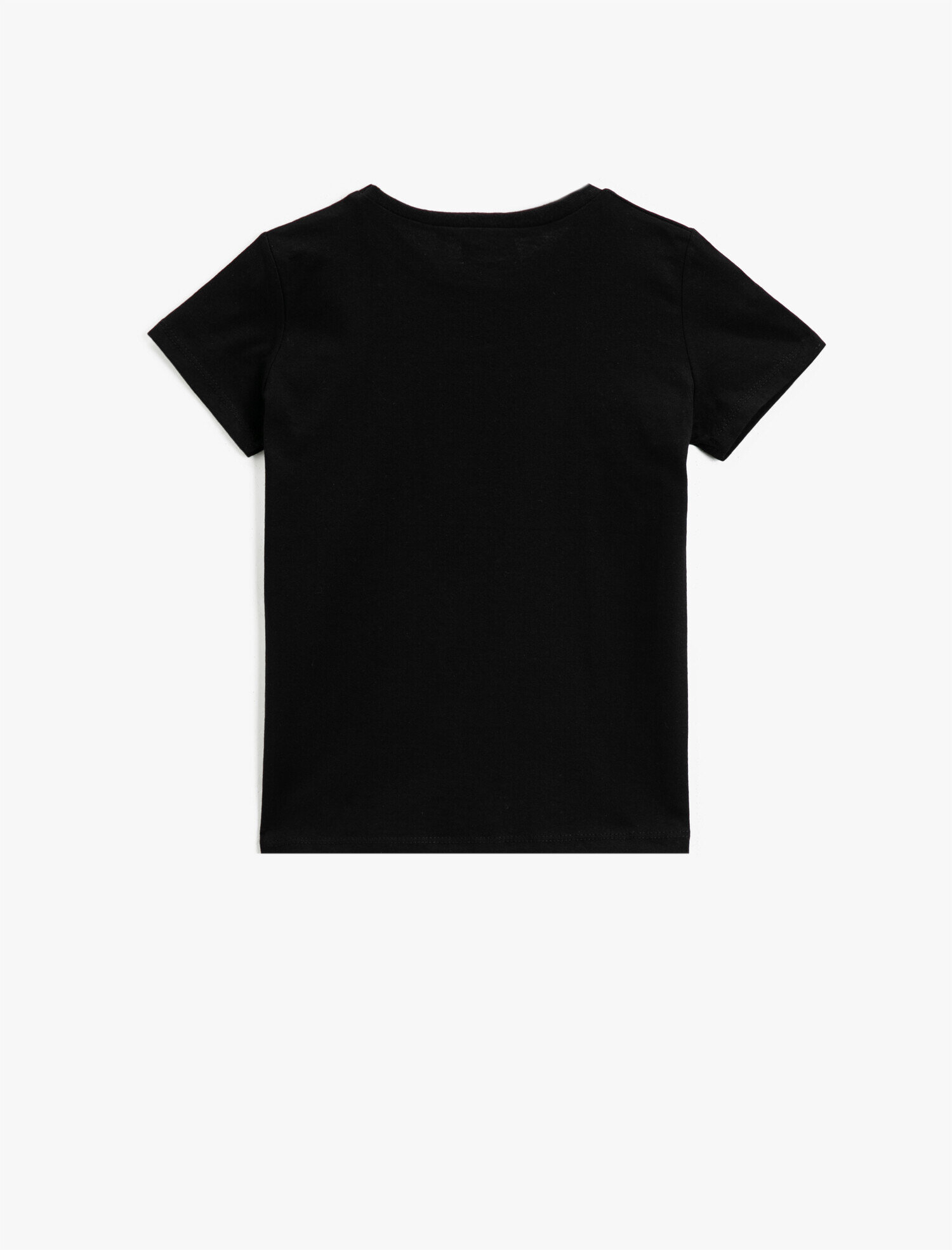  Kız Çocuk Basic Tişört Kısa Kollu Pamuklu Bisiklet Yaka