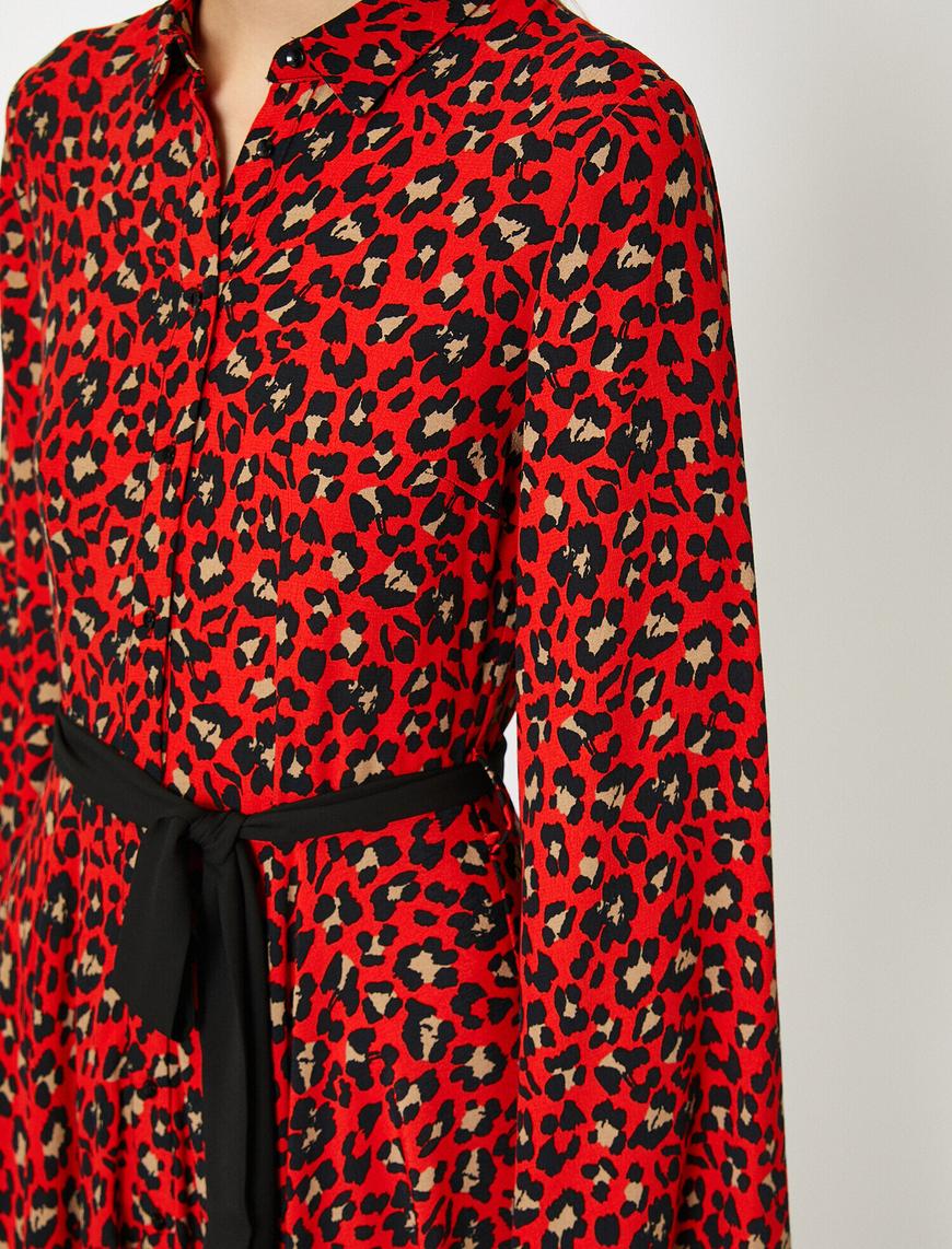   Leopar Desenli Elbise