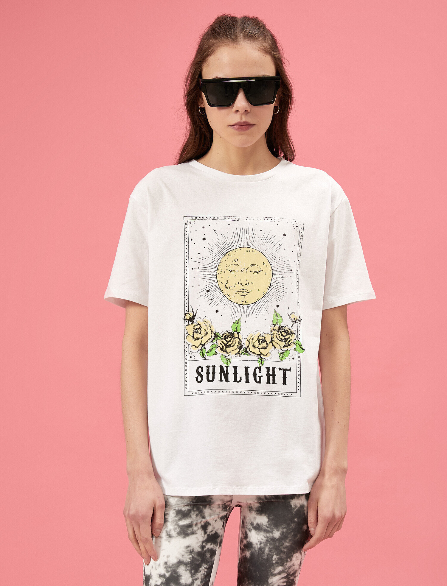   Baskılı Tişört Bisiklet Yaka Pamuklu