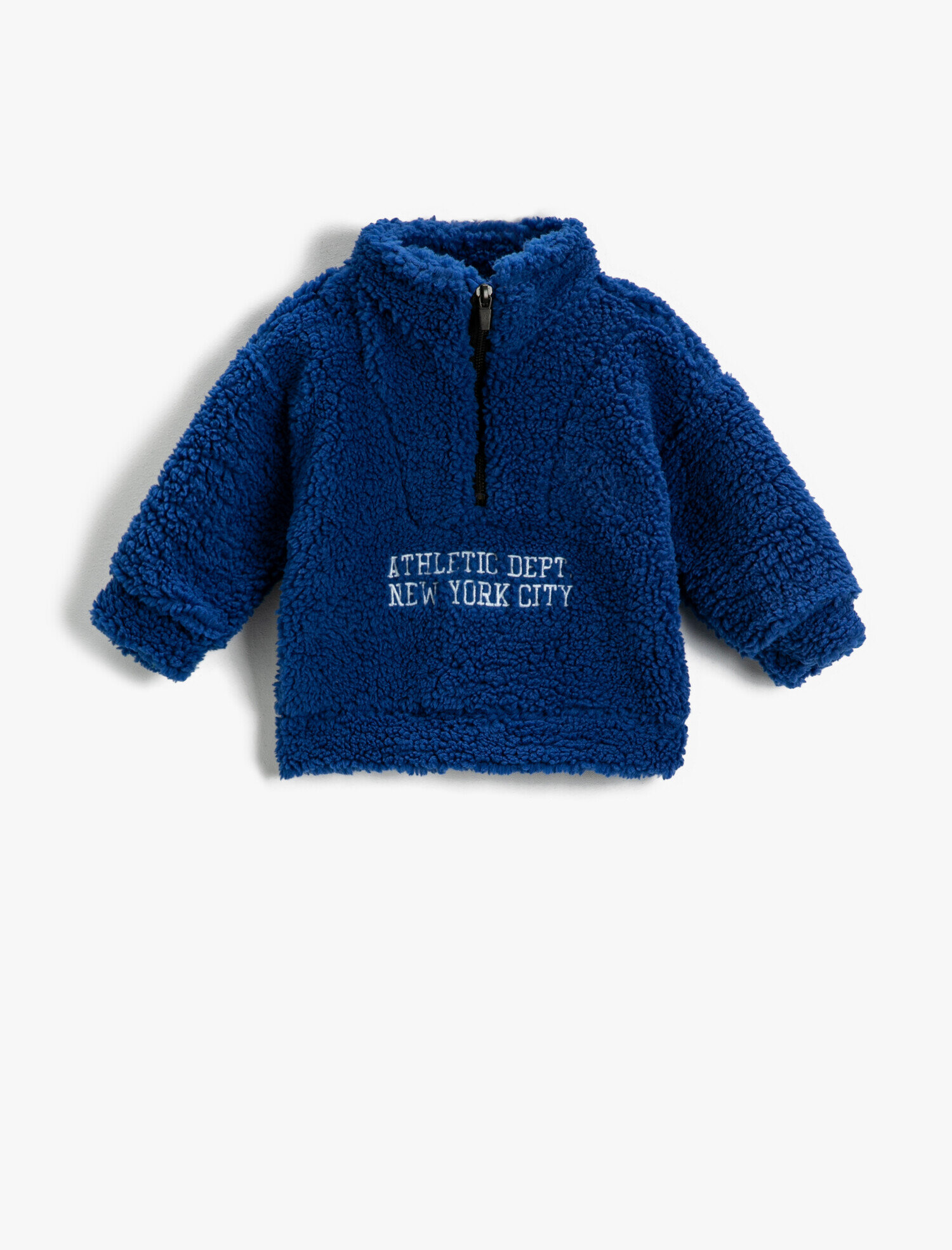  Erkek Bebek Peluş Sweatshirt Fermuarlı Yazı İşlemeli