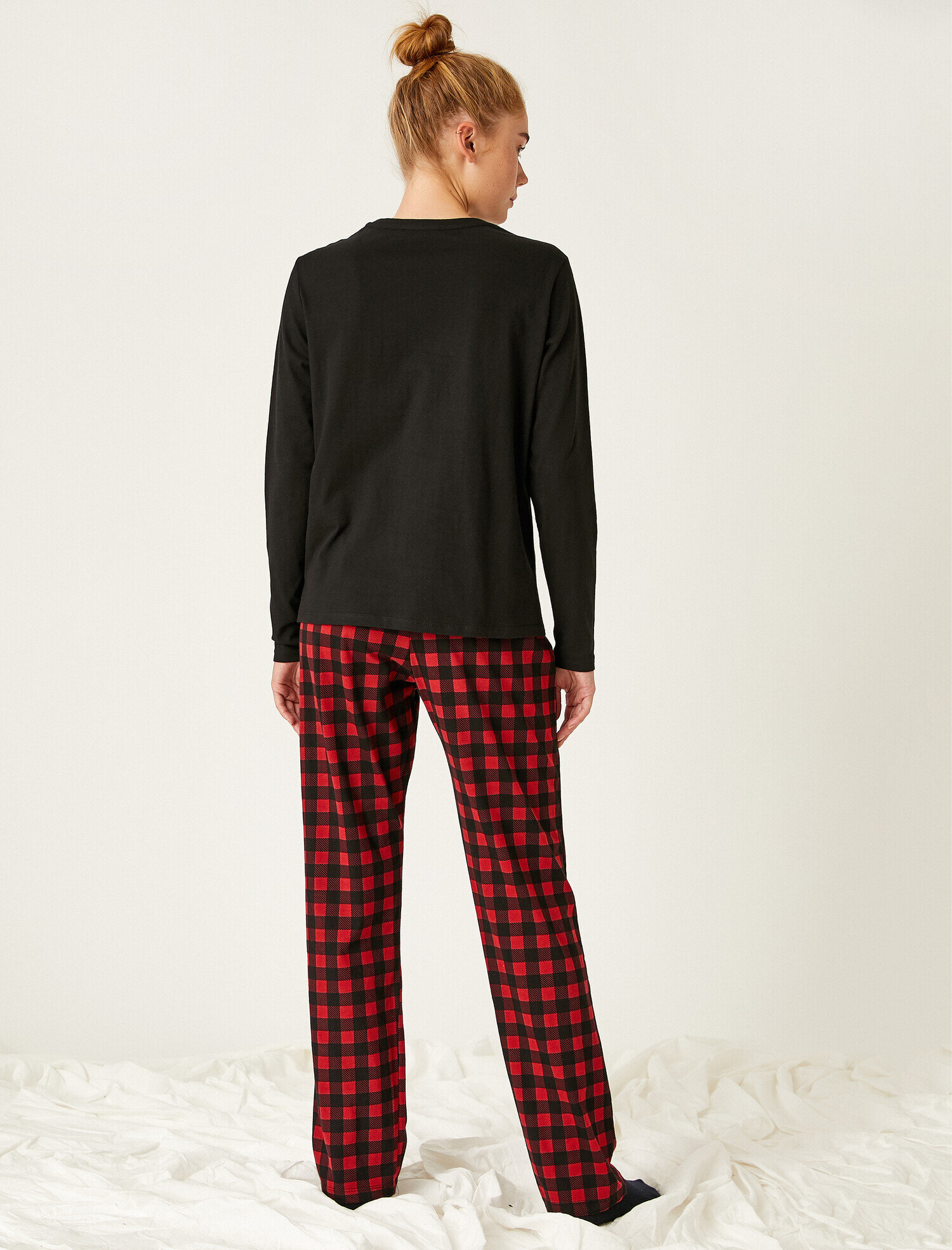 Kareli Pamuklu Pijama Seti