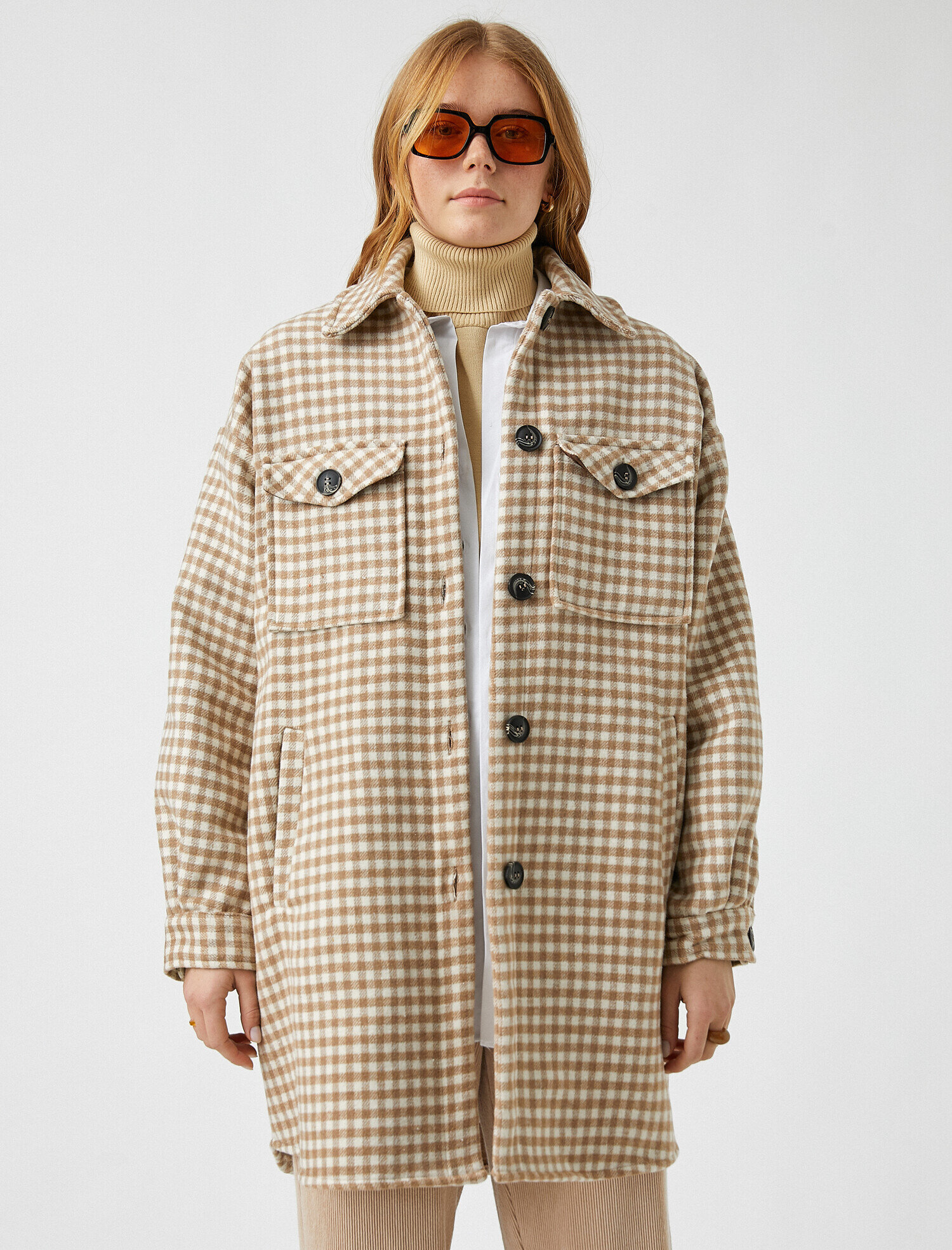 Düğmeli Ekose Kaban