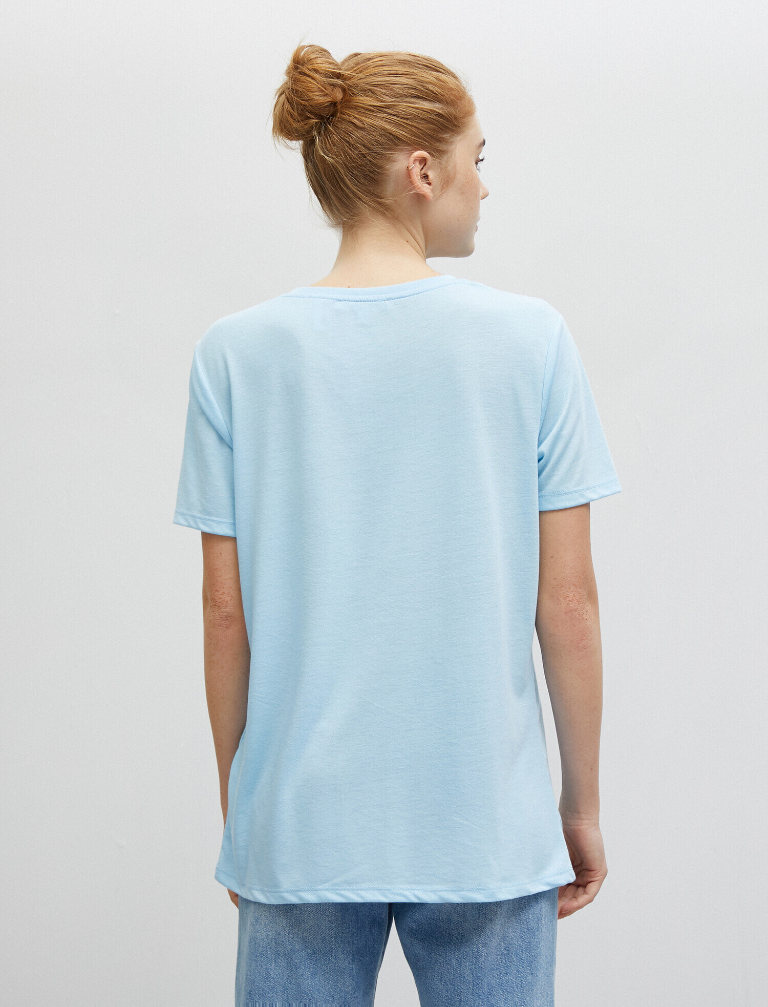   Baskılı Tişört Bisiklet Yaka Kısa Kollu Oversize