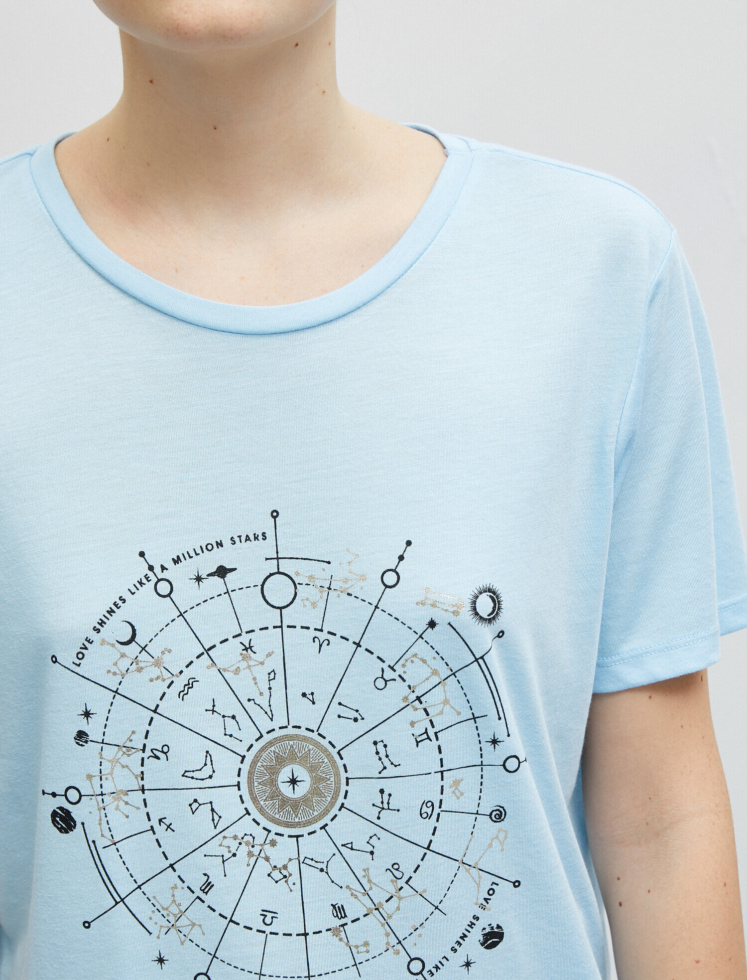   Baskılı Tişört Bisiklet Yaka Kısa Kollu Oversize