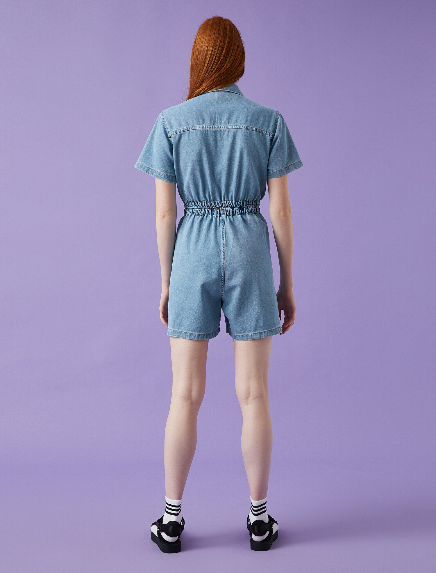   Fermuarlı Kot Tulum