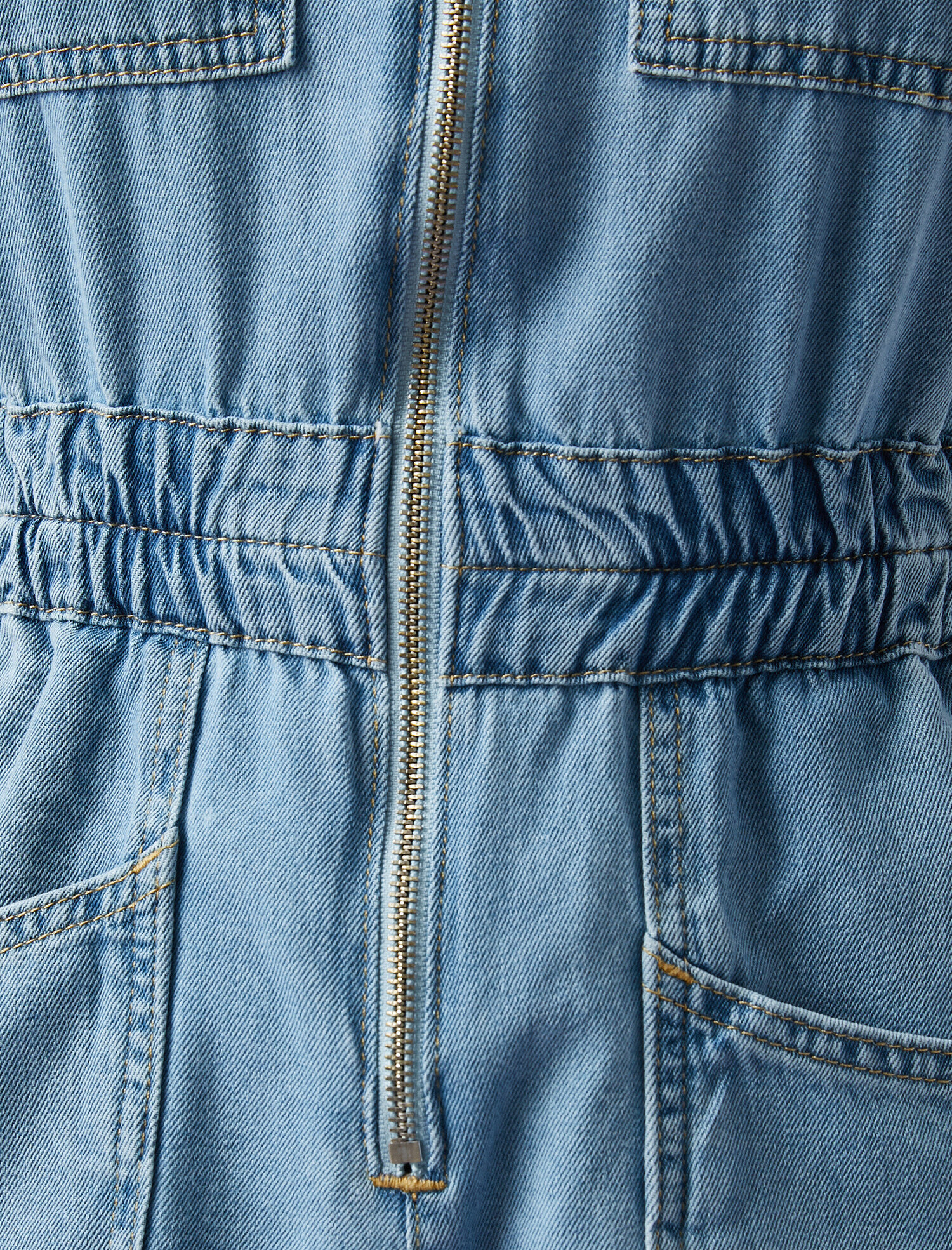   Fermuarlı Kot Tulum