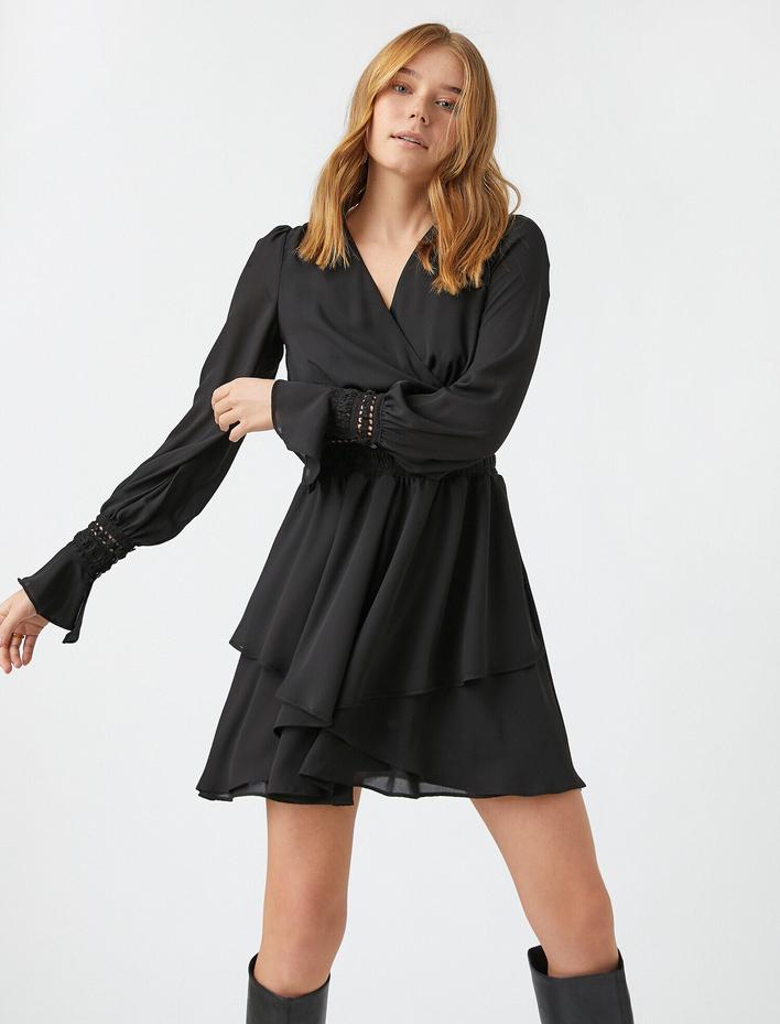  Fırfırlı Mini Elbise