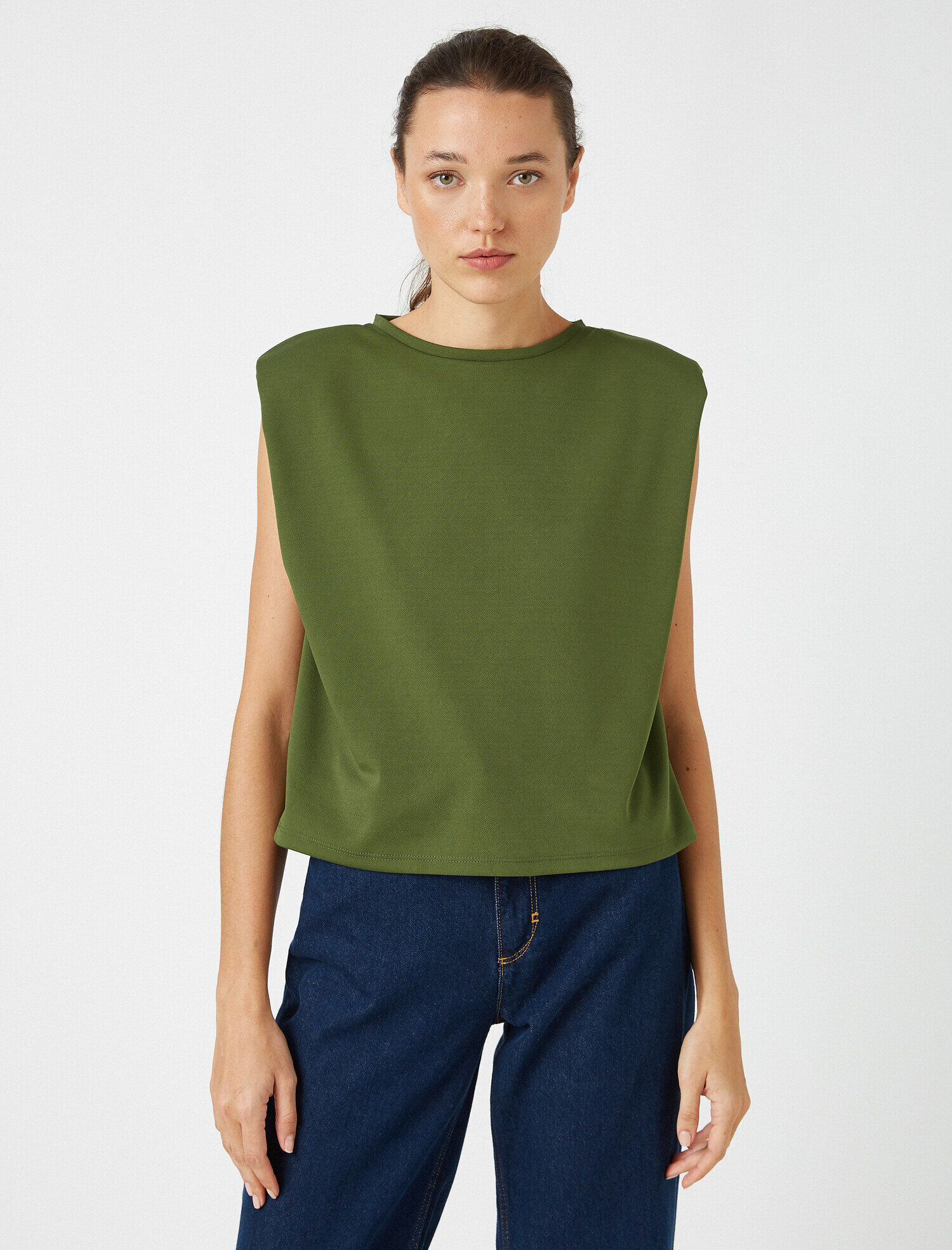   Vatkalı Bisiklet Yaka Kolsuz Tişört