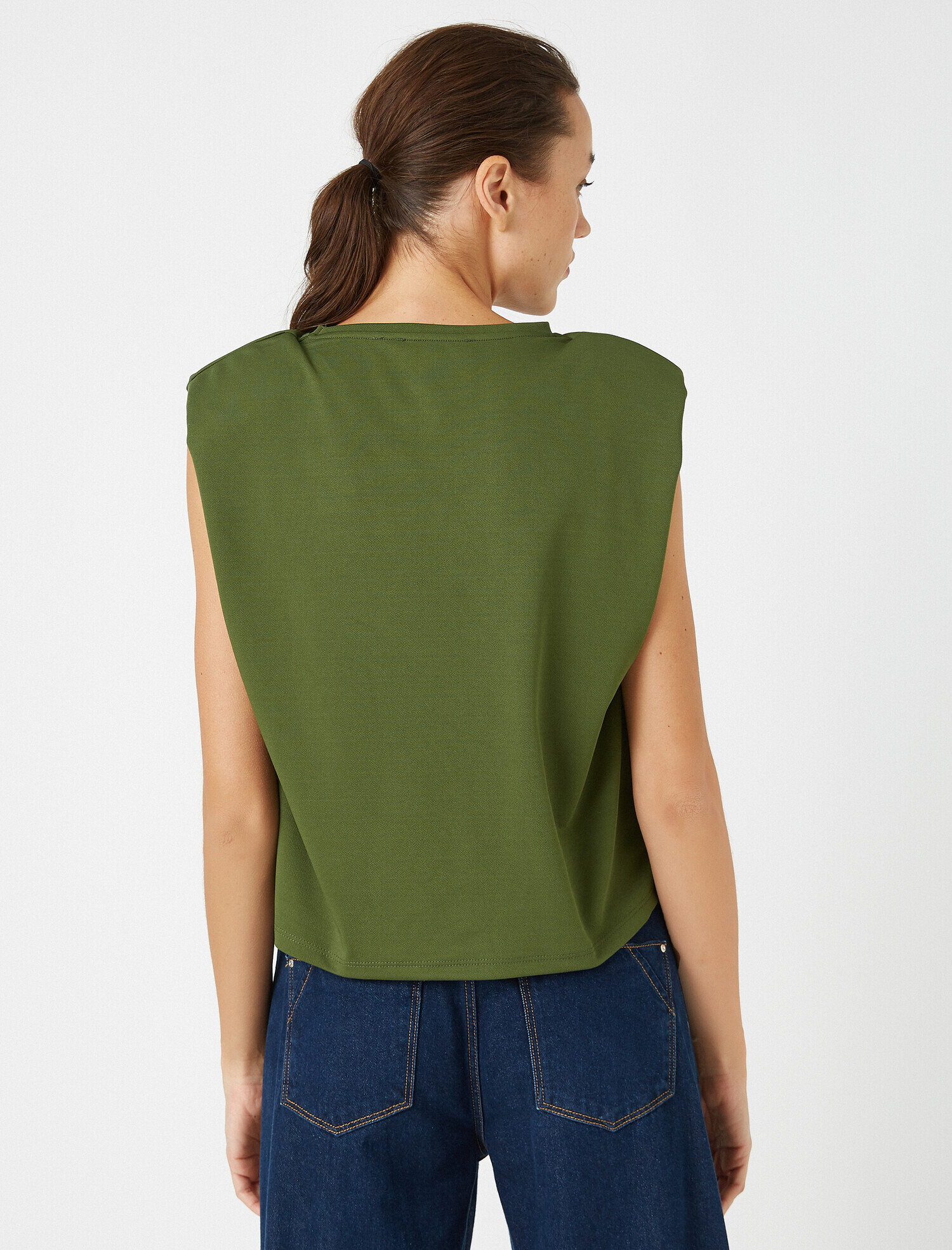   Vatkalı Bisiklet Yaka Kolsuz Tişört