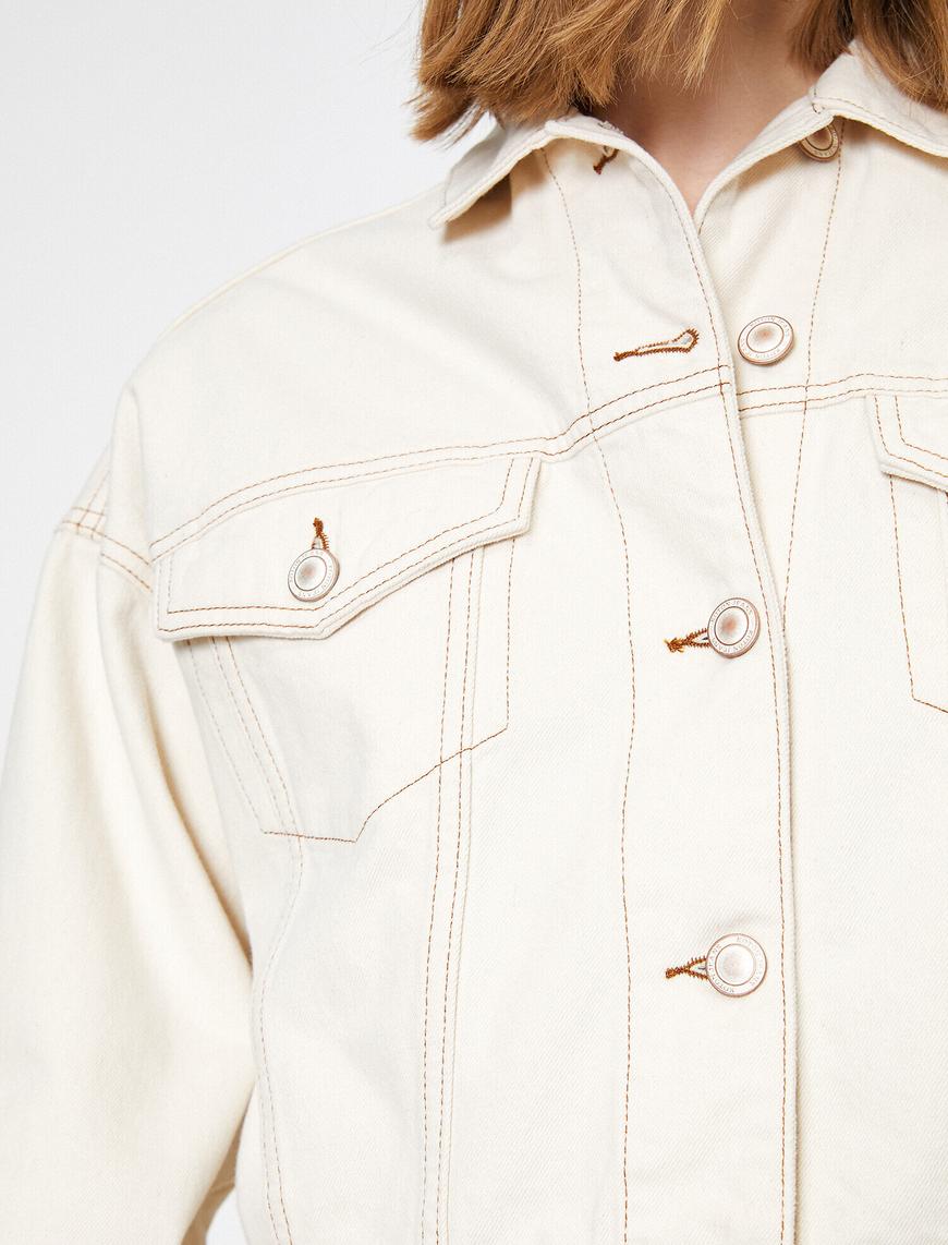   El Emeği Püskül Detaylı Jean Ceket