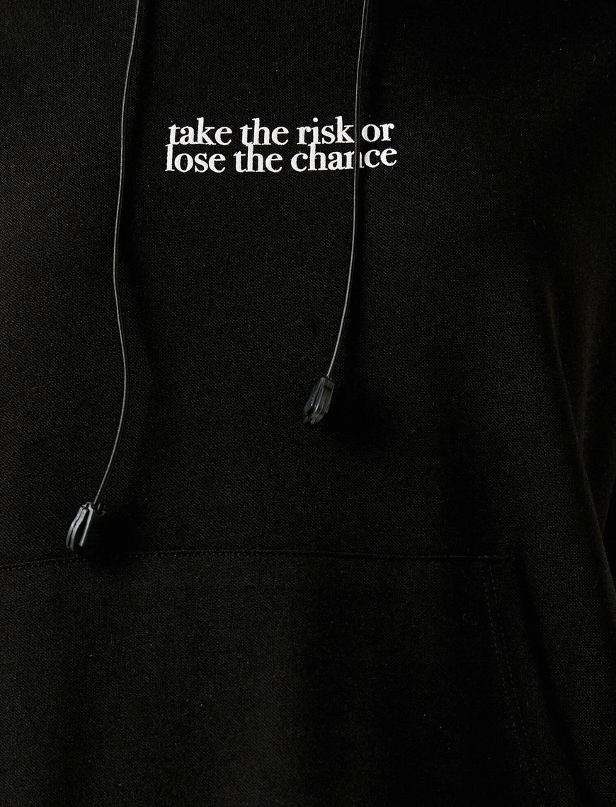   Slogan Baskılı Sweatshirt Kapüşonlu