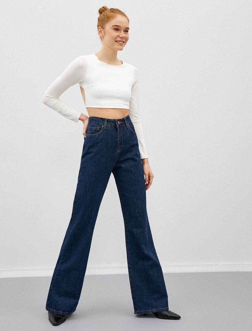   Geniş Paça Jean Pantolon Wide Leg Flare - Bianca Jean