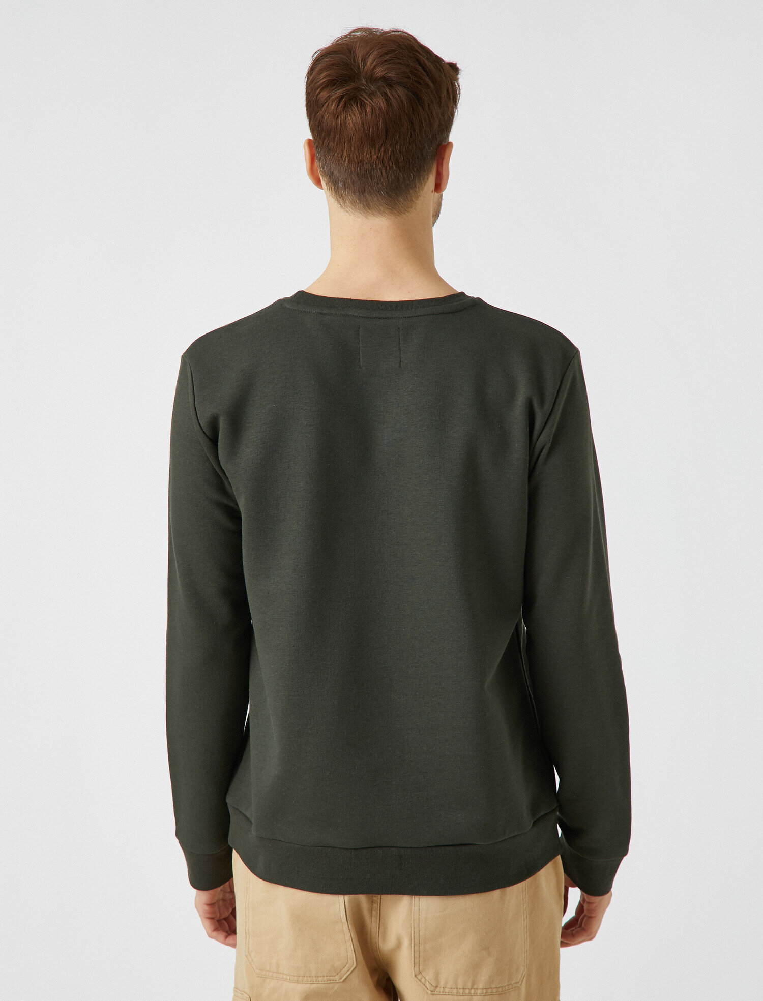   Pamuklu Basic Bisiklet Yaka Uzun Kollu Sweatshirt