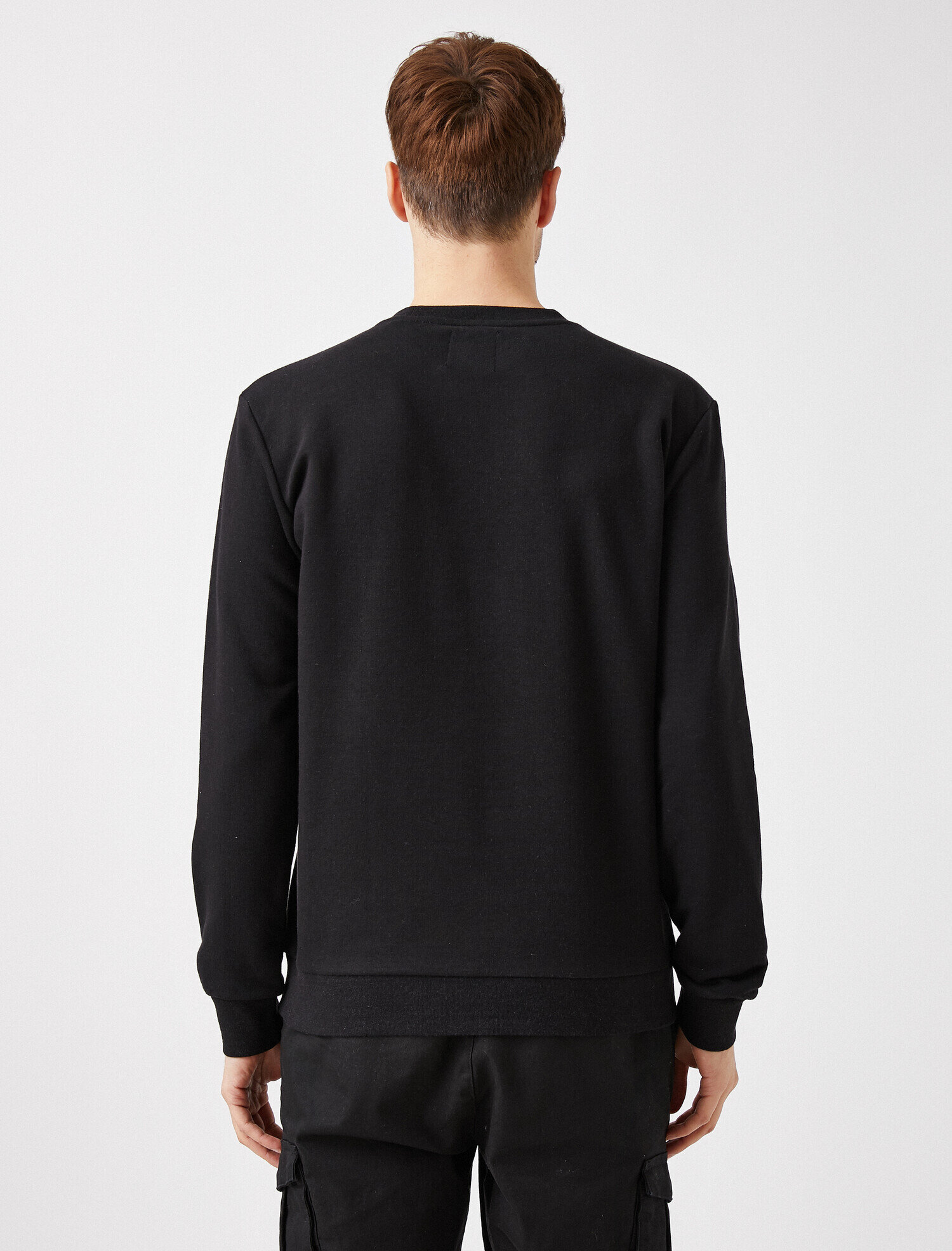   Pamuklu Basic Bisiklet Yaka Uzun Kollu Sweatshirt