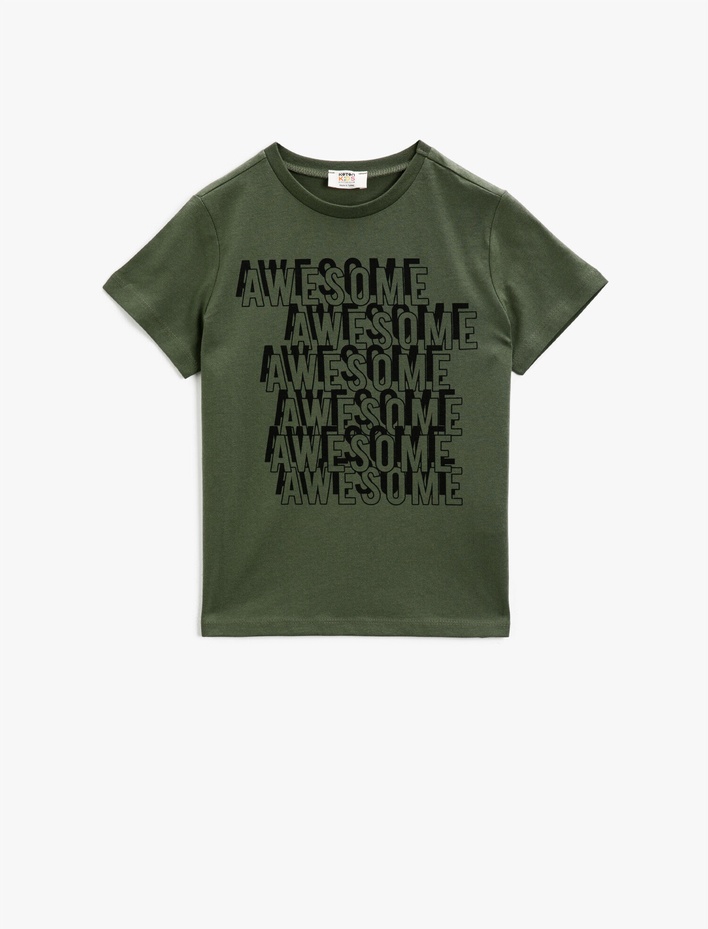 Erkek Çocuk Yazılı Tişört Pamuklu Kısa Kollu Bisiklet Yaka