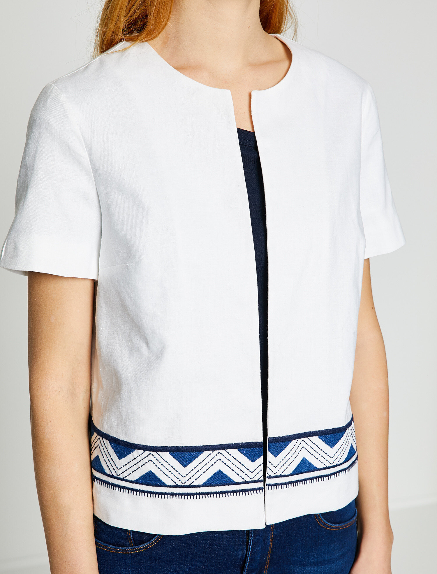   Desenli Ceket Kısa Kollu