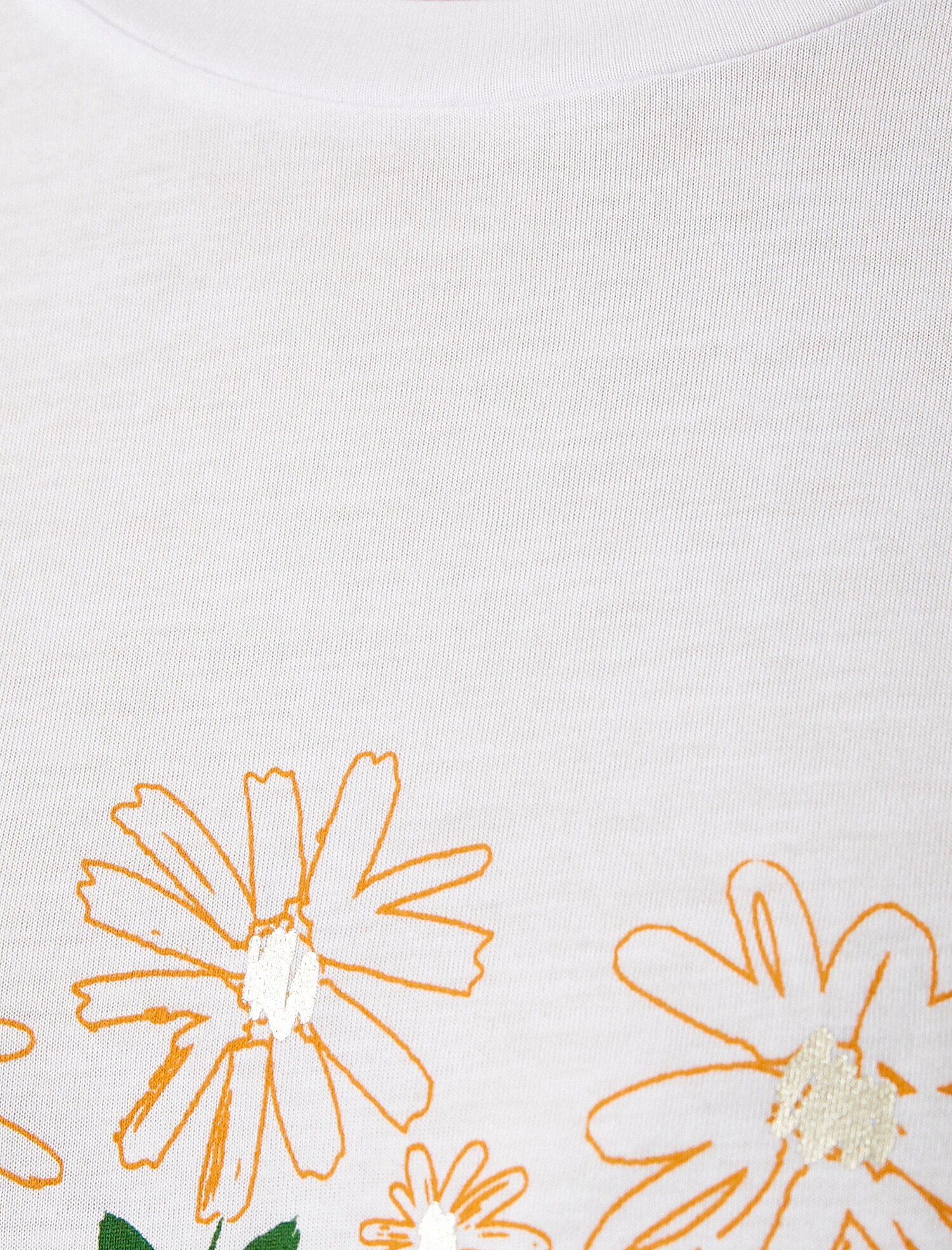   Çiçek Baskılı Tişört Kısa Kollu Bisiklet Yaka