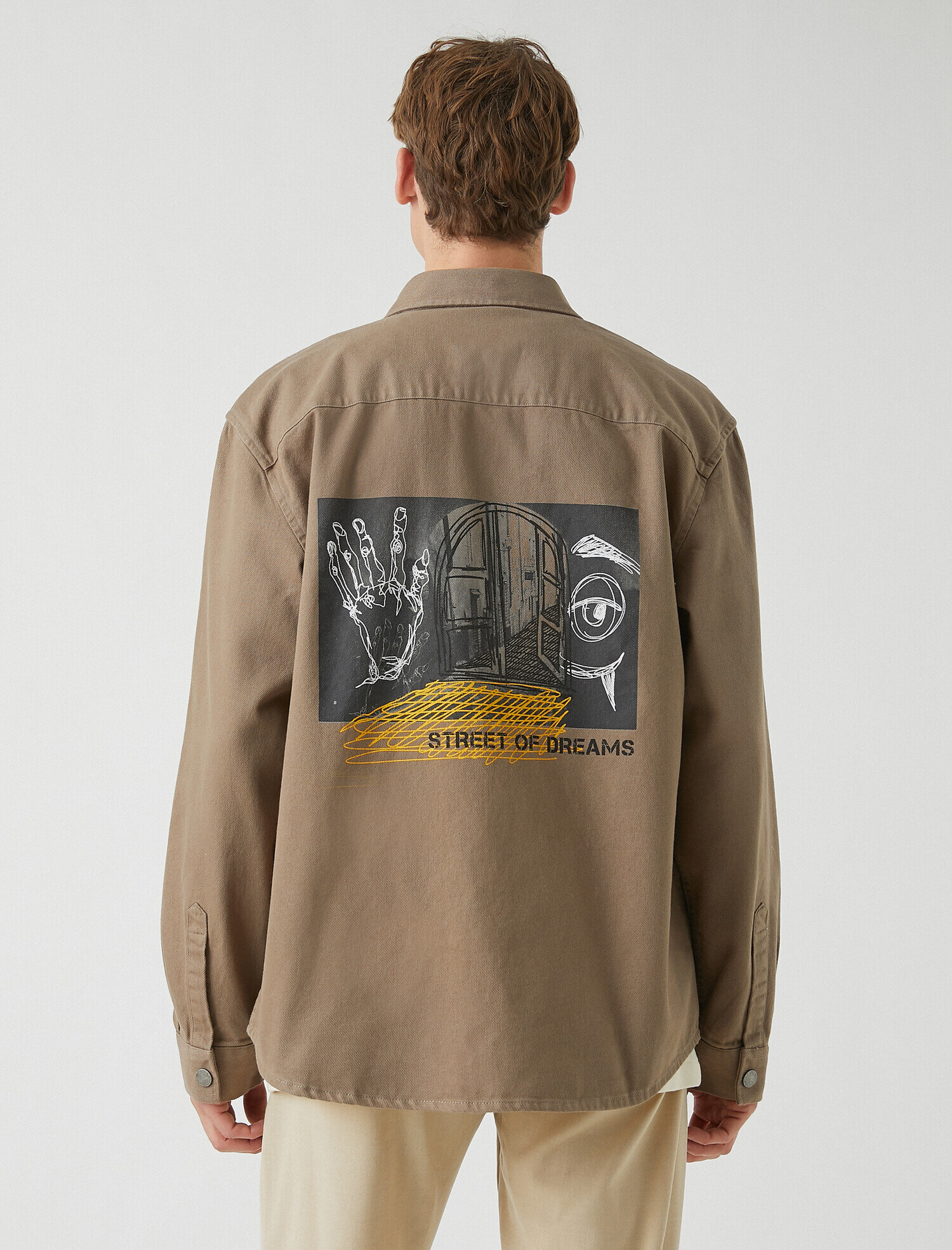   Arkası Baskılı Gabardin Gömlek