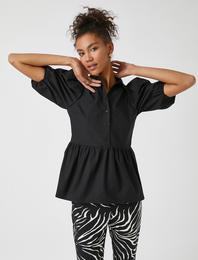 Balon Kollu Pamuklu Bluz