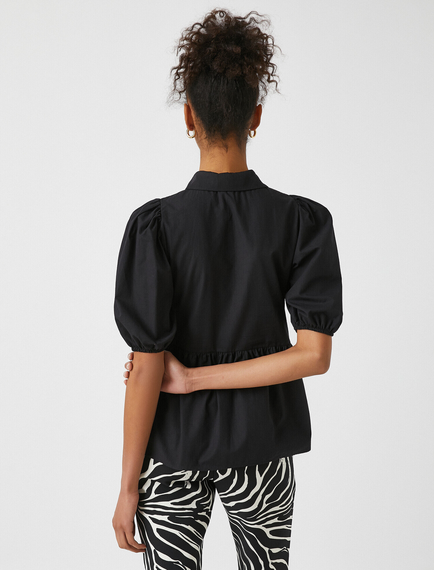   Balon Kollu Pamuklu Bluz