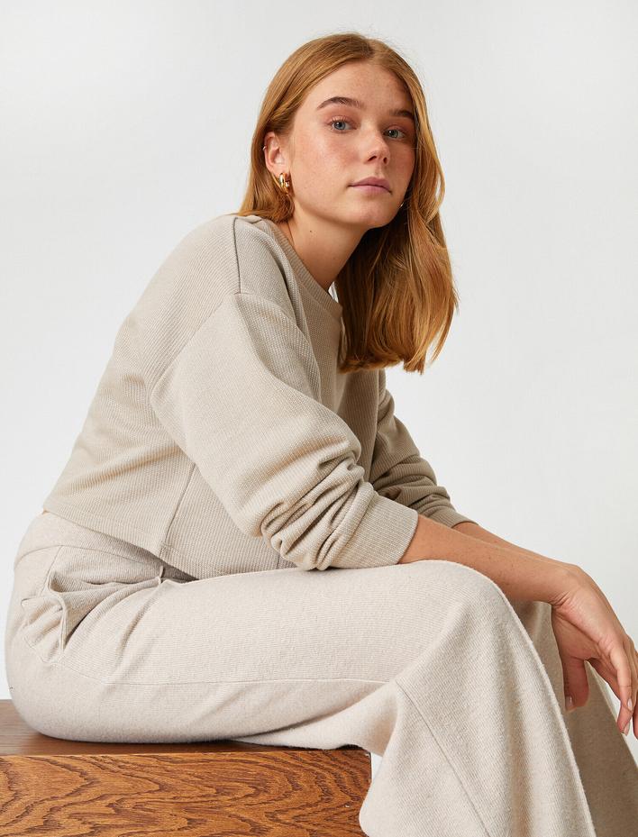  Bisiklet Yaka Uzun Kollu Sweatshirt