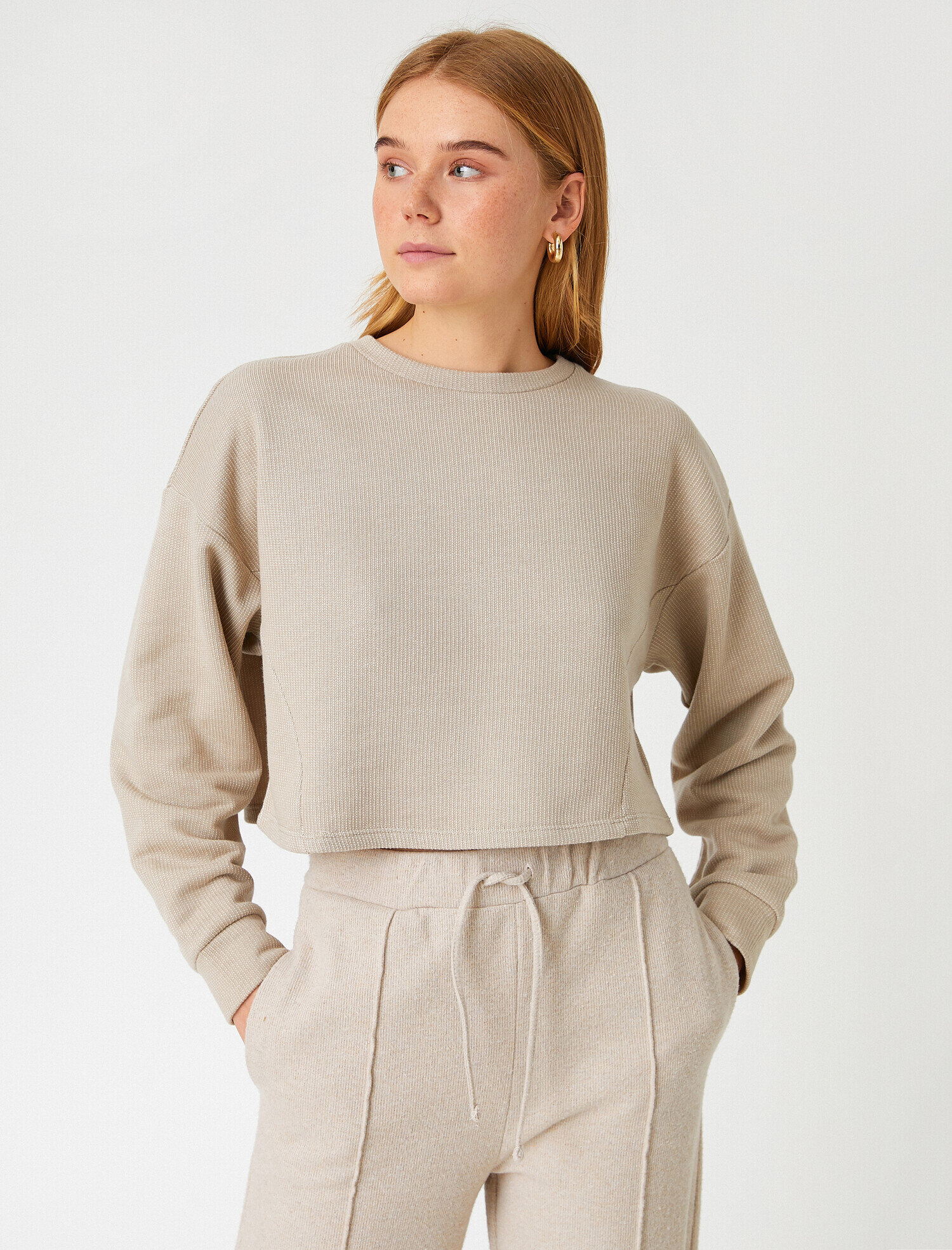   Bisiklet Yaka Uzun Kollu Sweatshirt