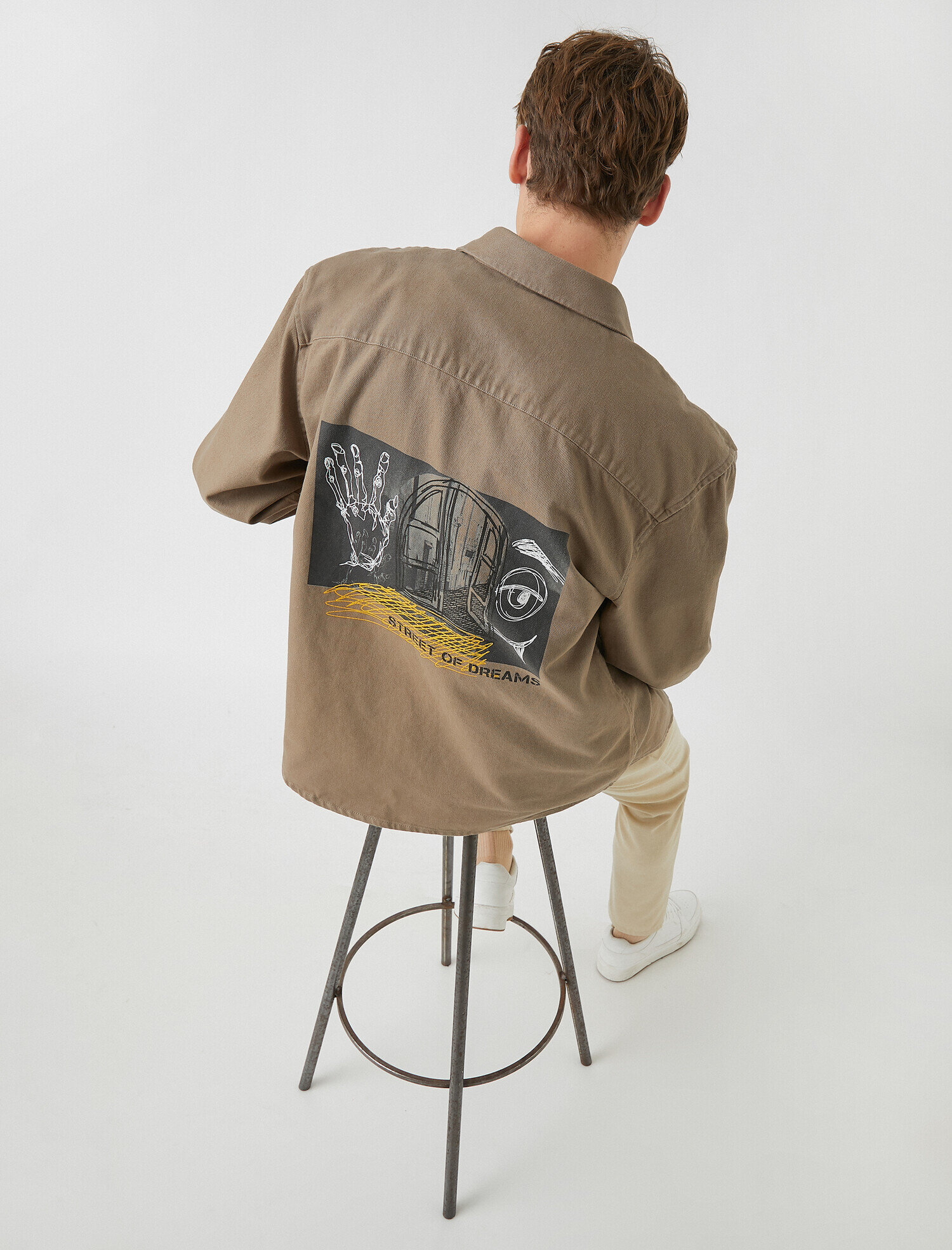   Arkası Baskılı Gabardin Gömlek